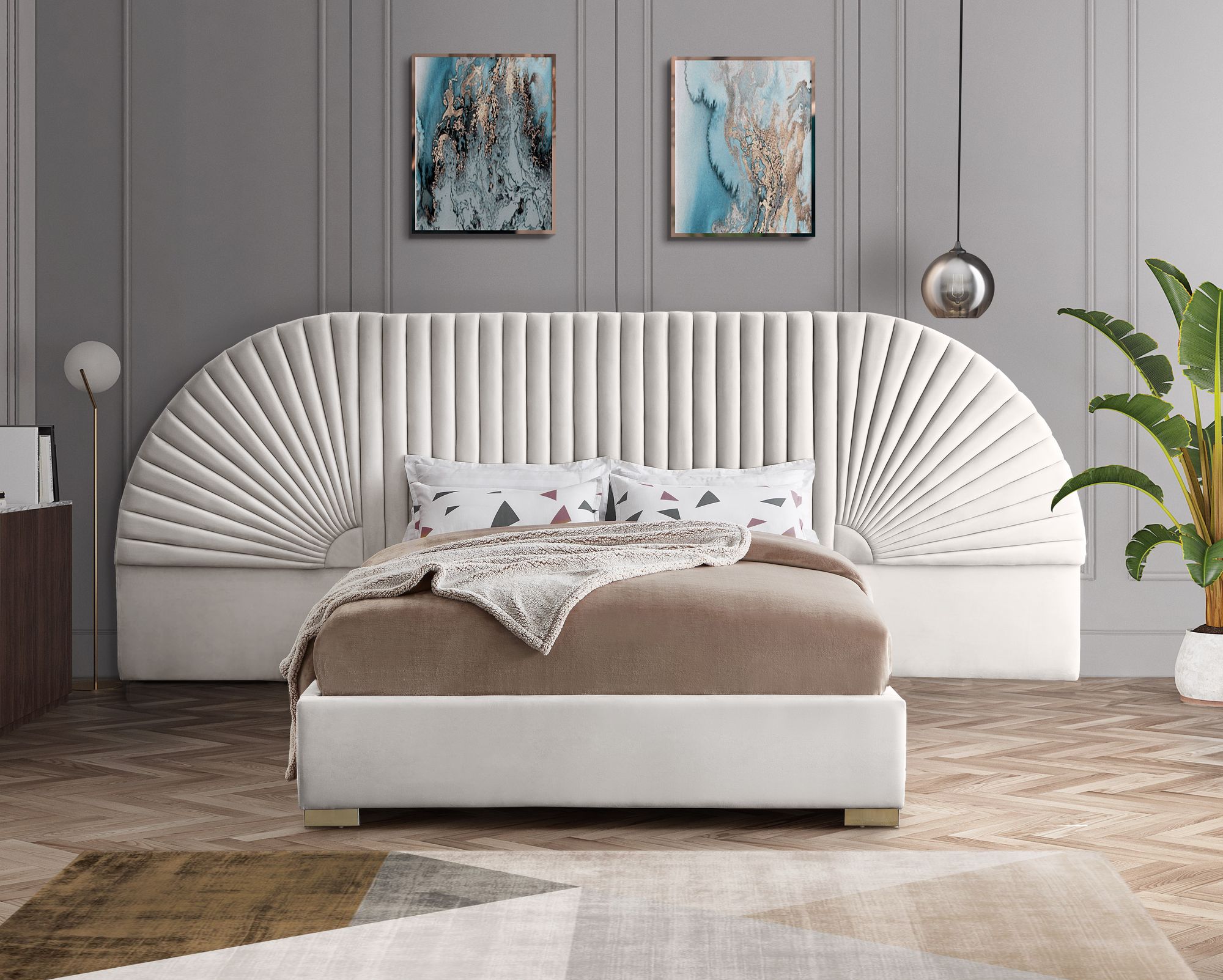 Cleo Velvet Queen Size Bed