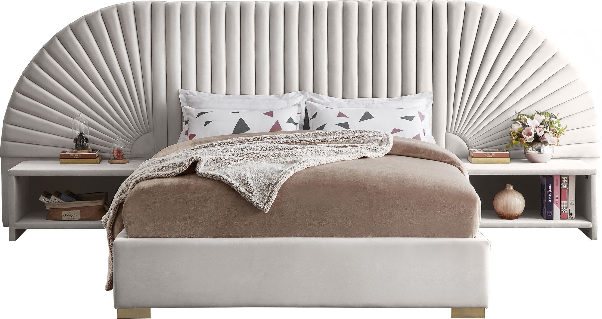 Cleo Velvet Queen Size Bed
