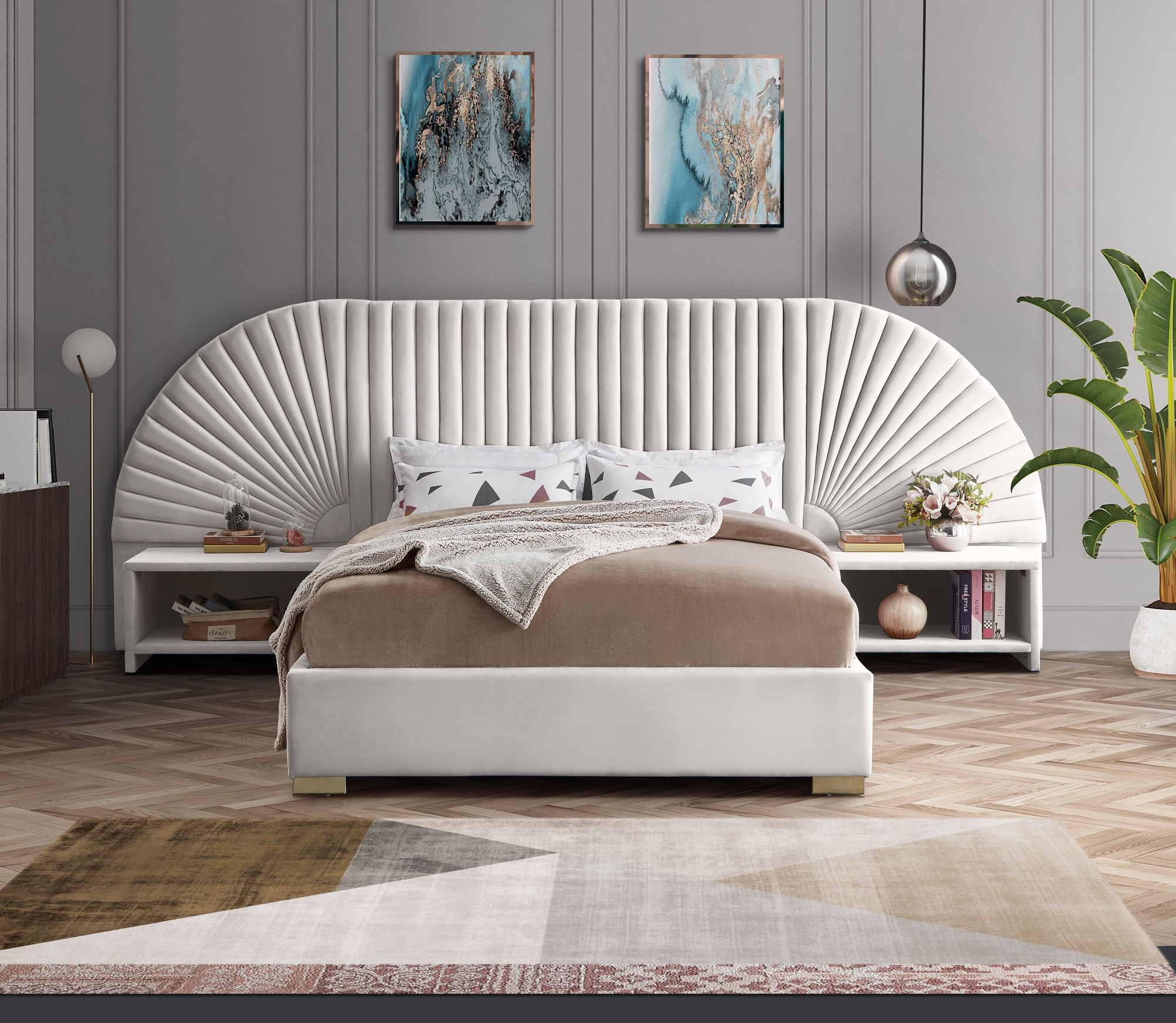Cleo Velvet Queen Size Bed