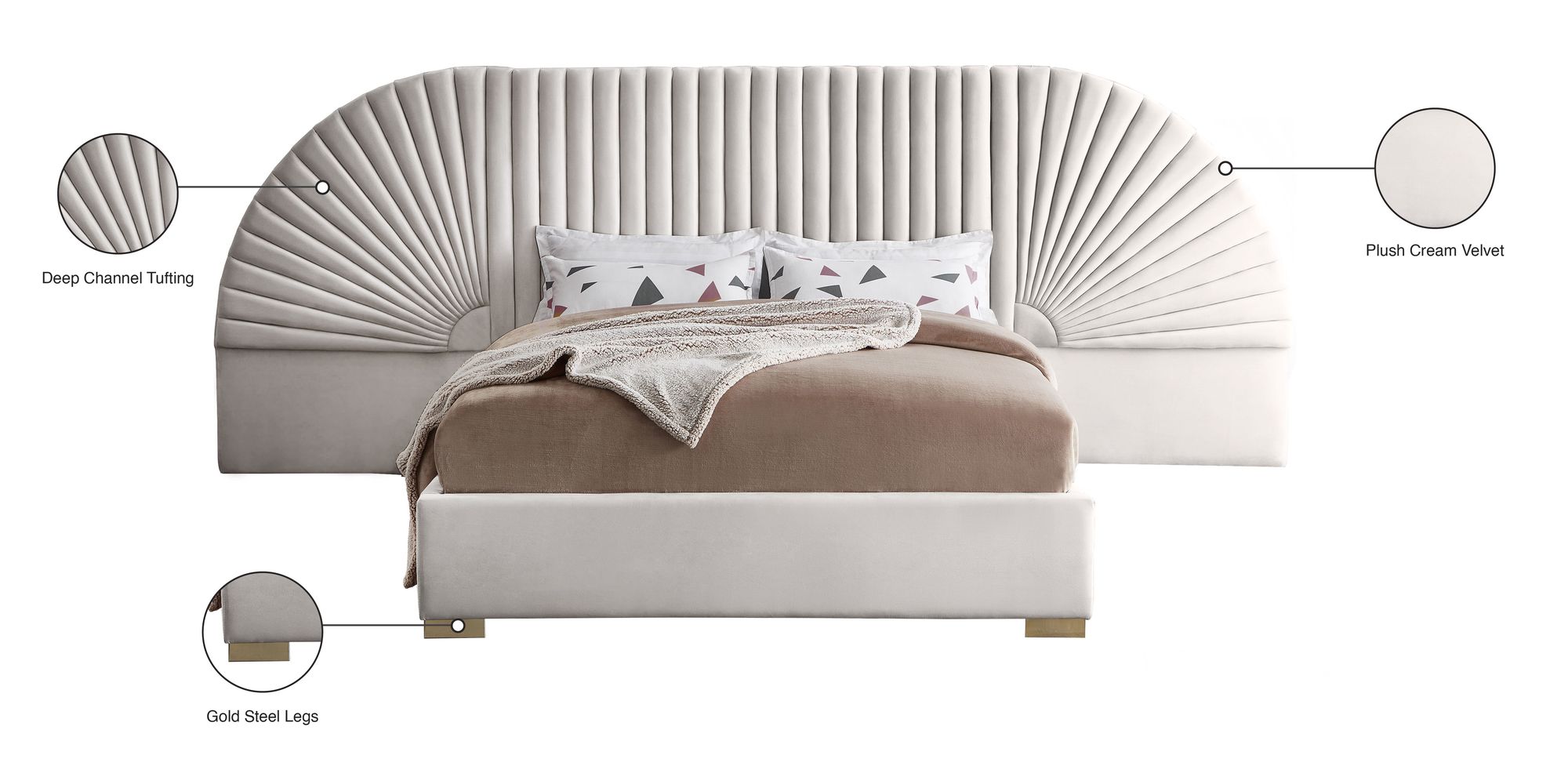 Cleo Velvet Queen Size Bed
