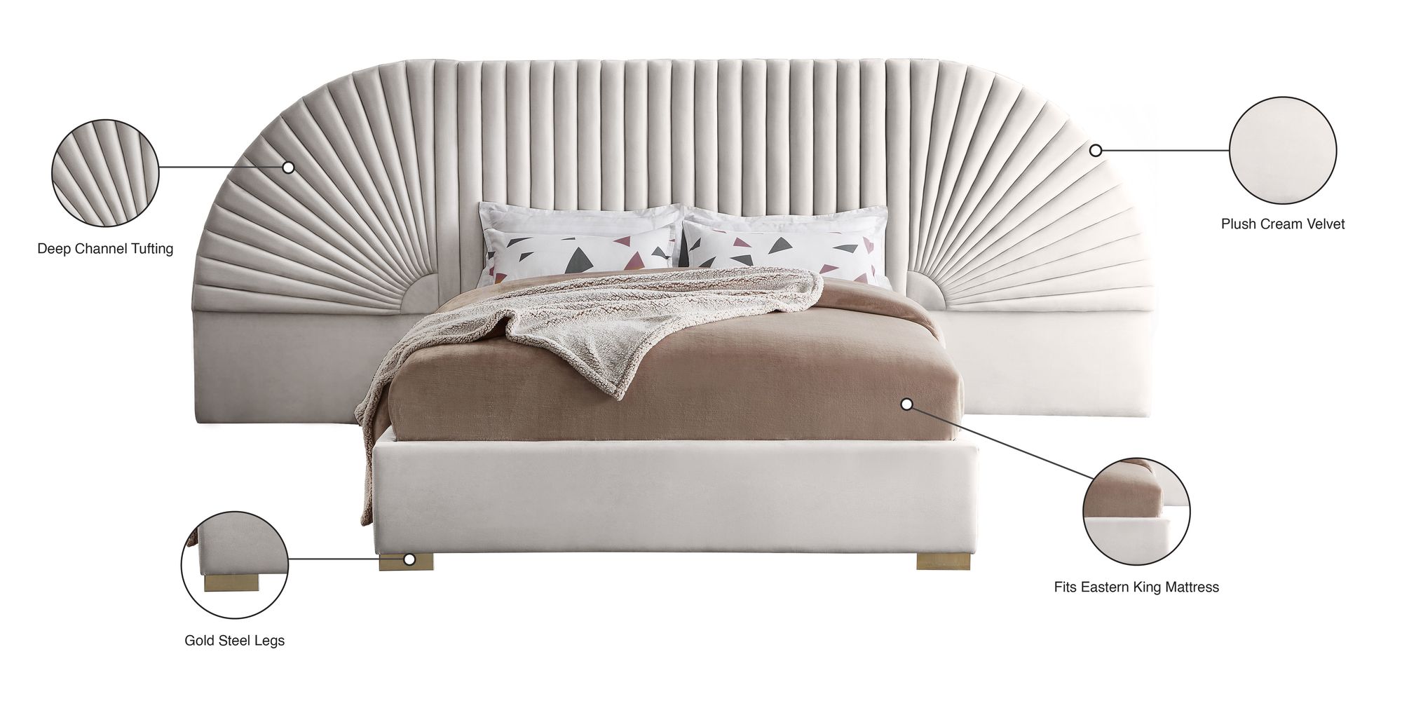 Cleo Velvet King Size Bed