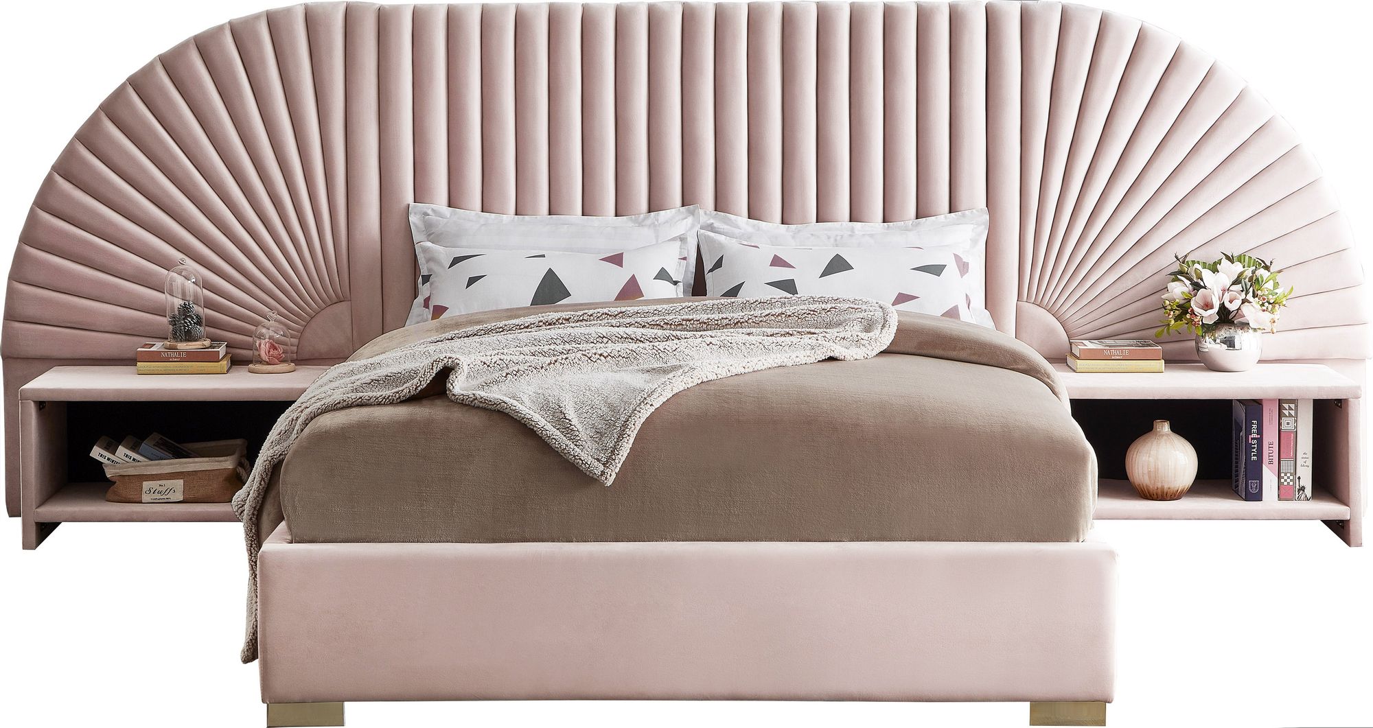 Cleo Velvet Queen Size Bed