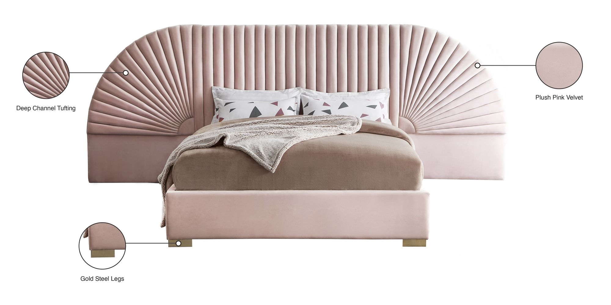 Cleo Velvet Queen Size Bed