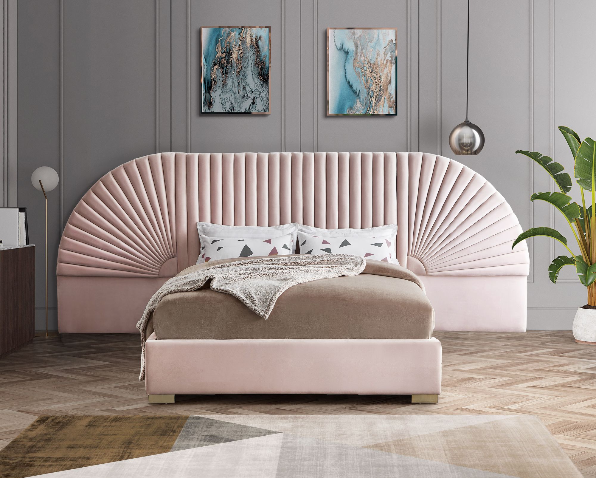 Cleo Velvet King Size Bed