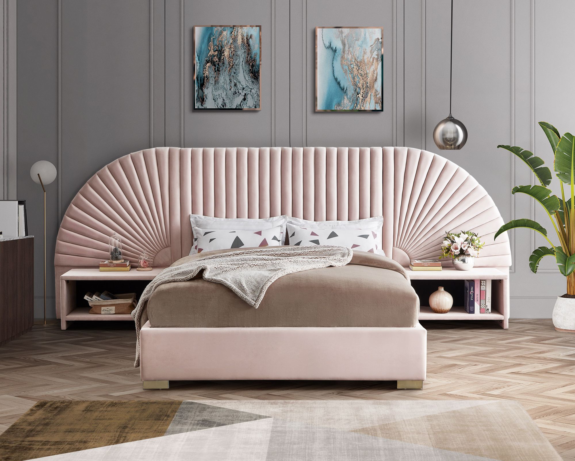 Cleo Velvet King Size Bed