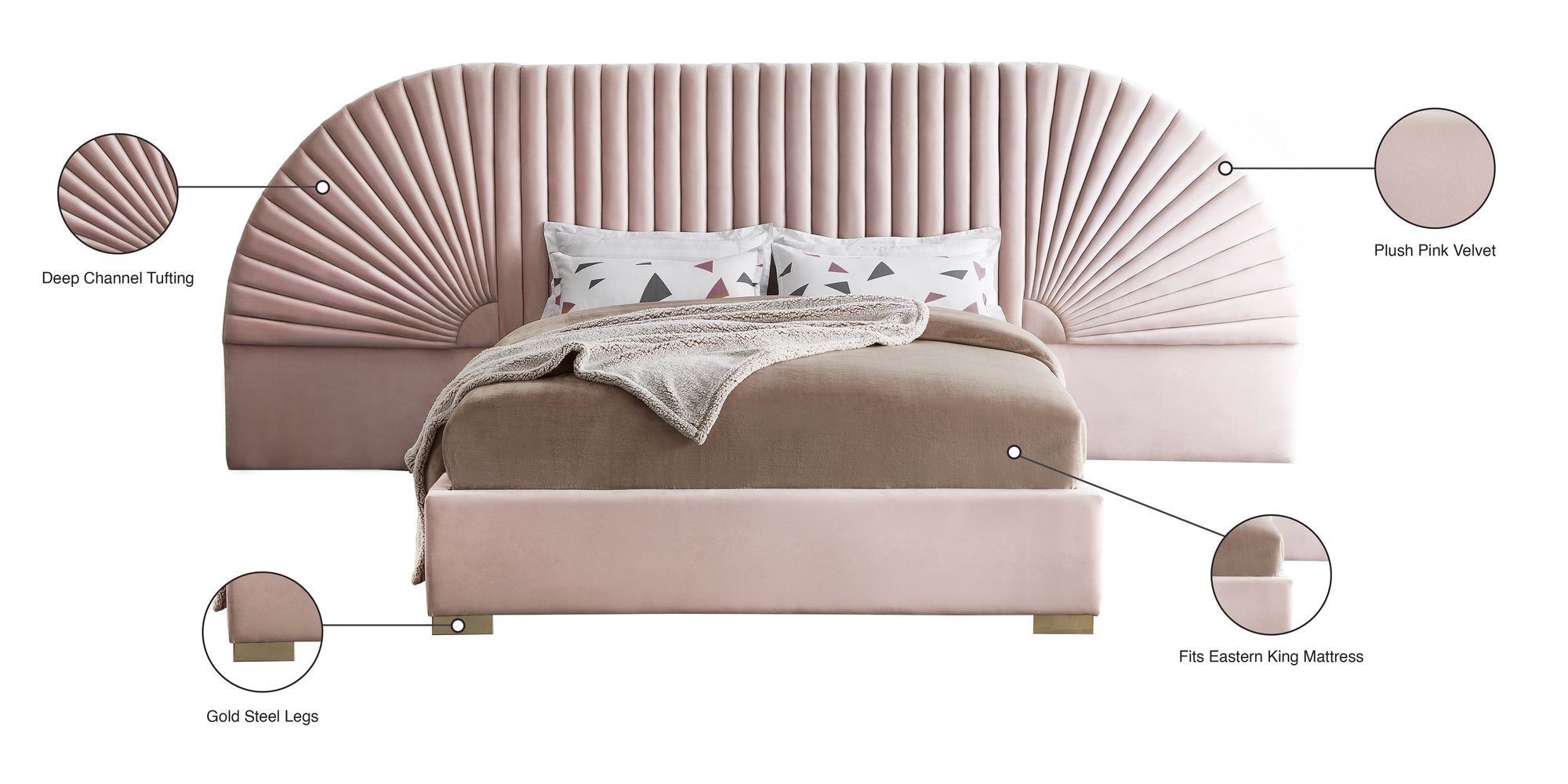 Cleo Velvet King Size Bed
