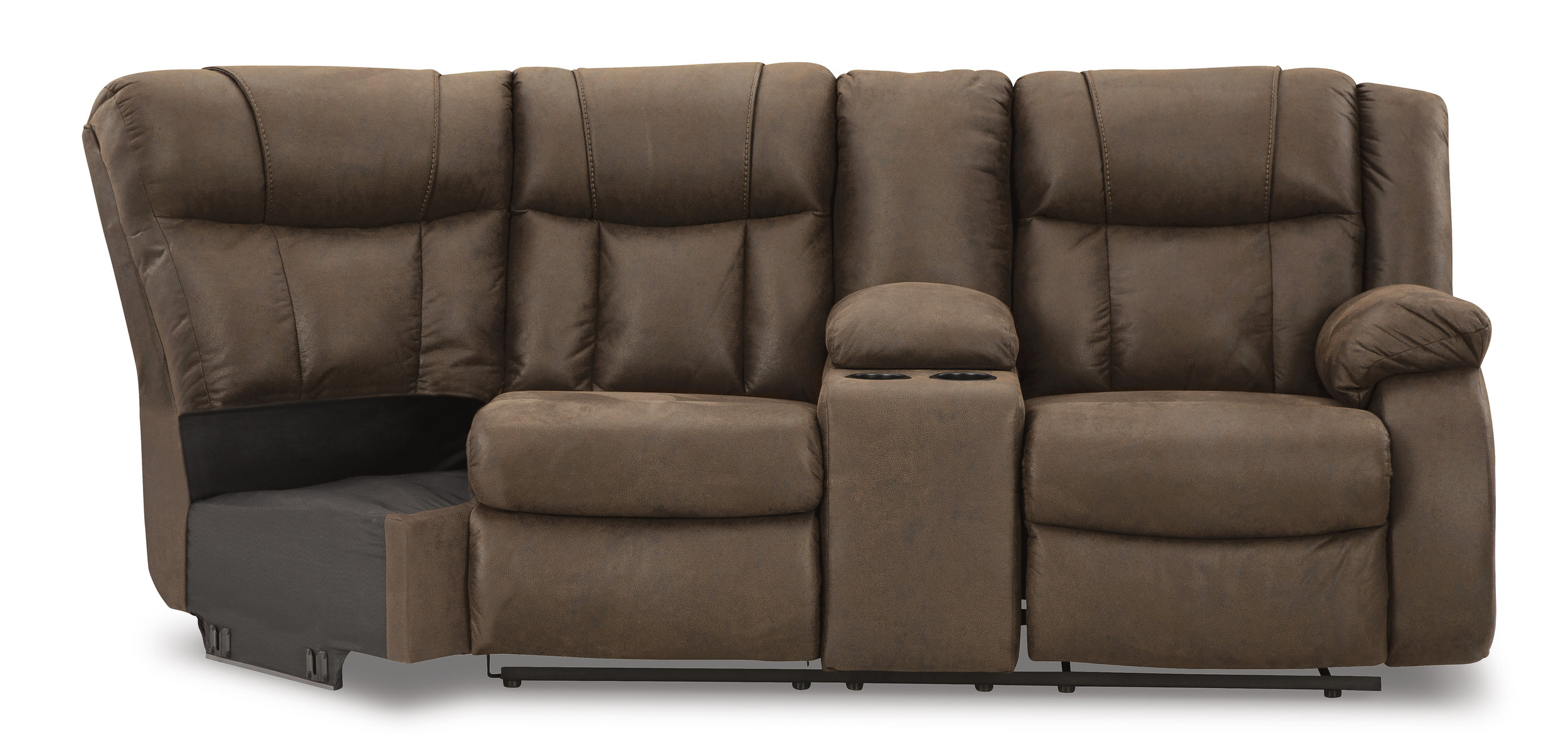 Trail Boys Faux Leather 2-Piece Reclining Sectional Sofa w/Console