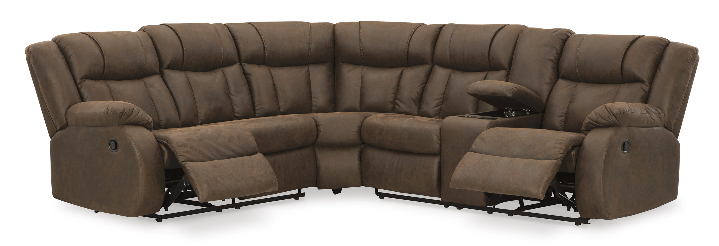 Trail Boys Faux Leather 2-Piece Reclining Sectional Sofa w/Console