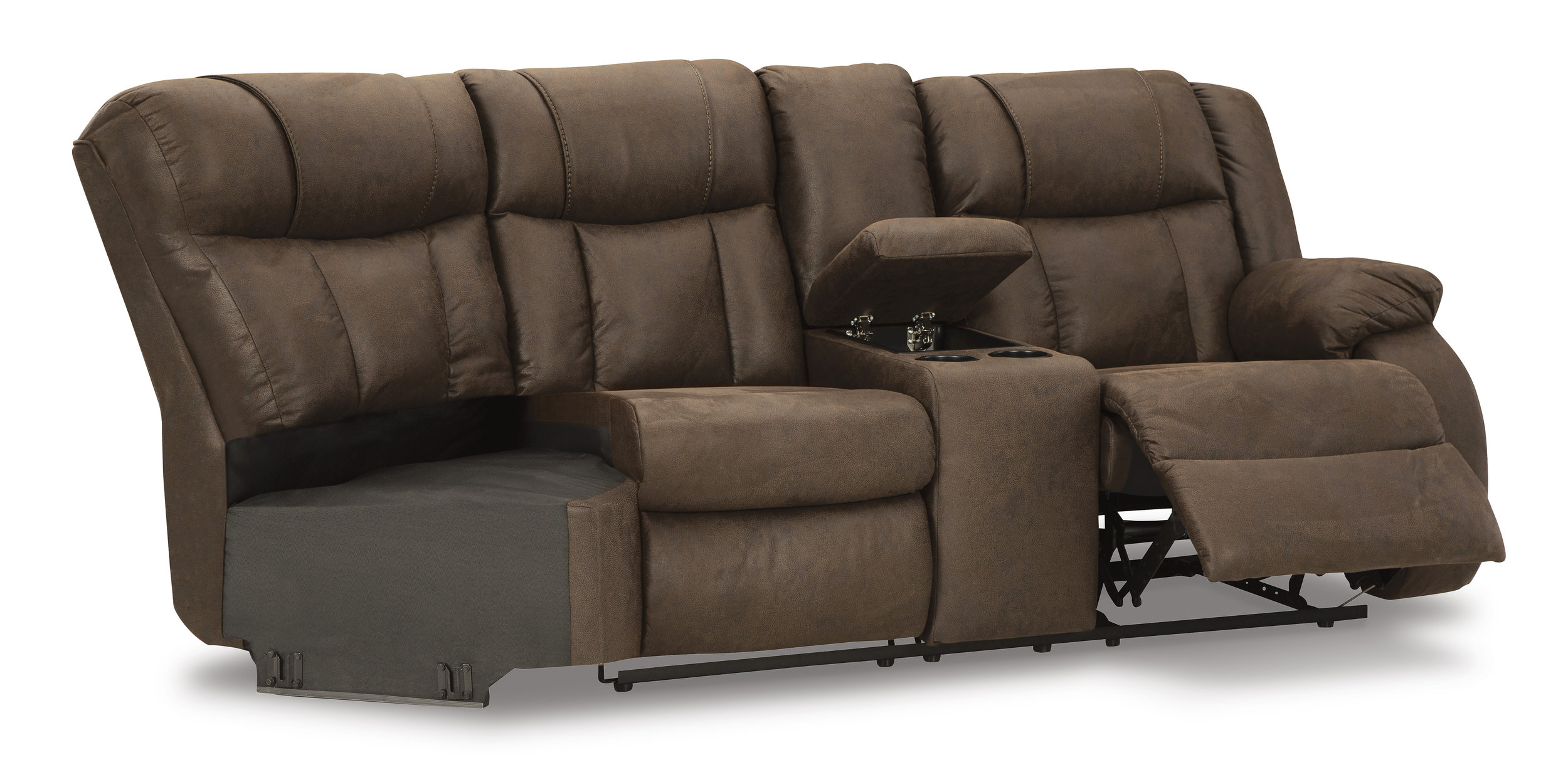 Trail Boys Faux Leather 2-Piece Reclining Sectional Sofa w/Console