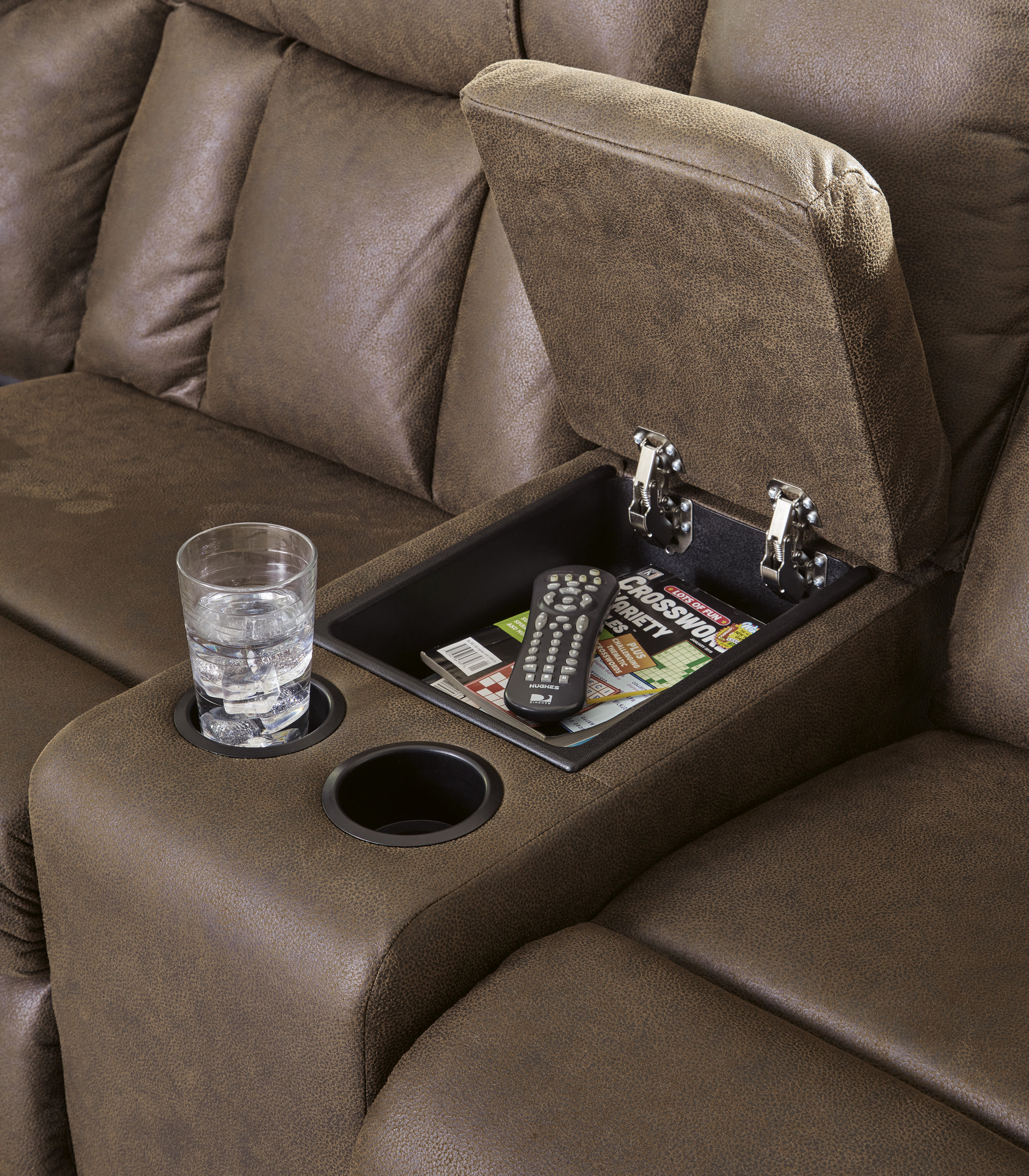 Trail Boys Faux Leather 2-Piece Reclining Sectional Sofa w/Console