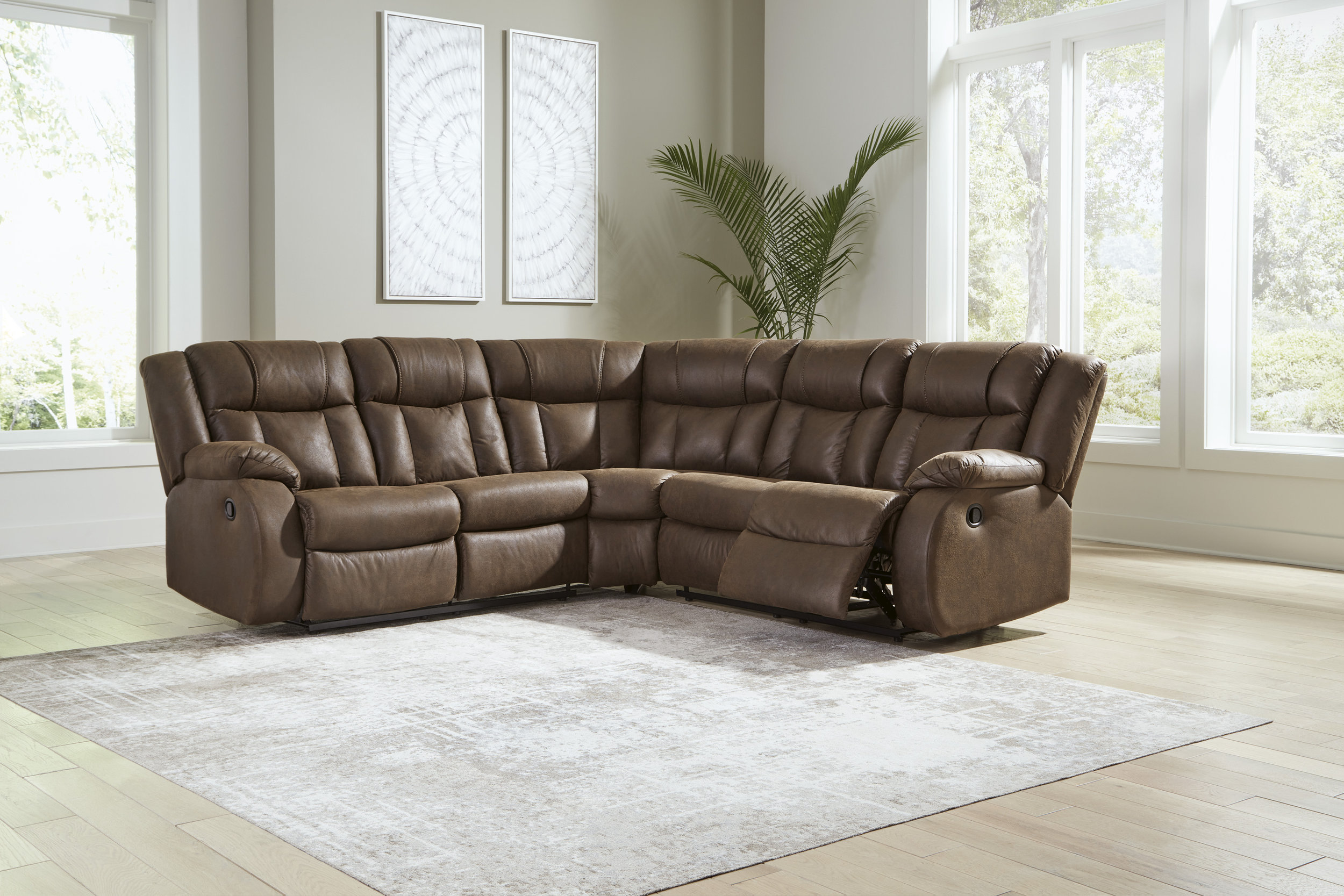 Trail Boys Faux Leather 2-Piece Reclining Sectional Sofa