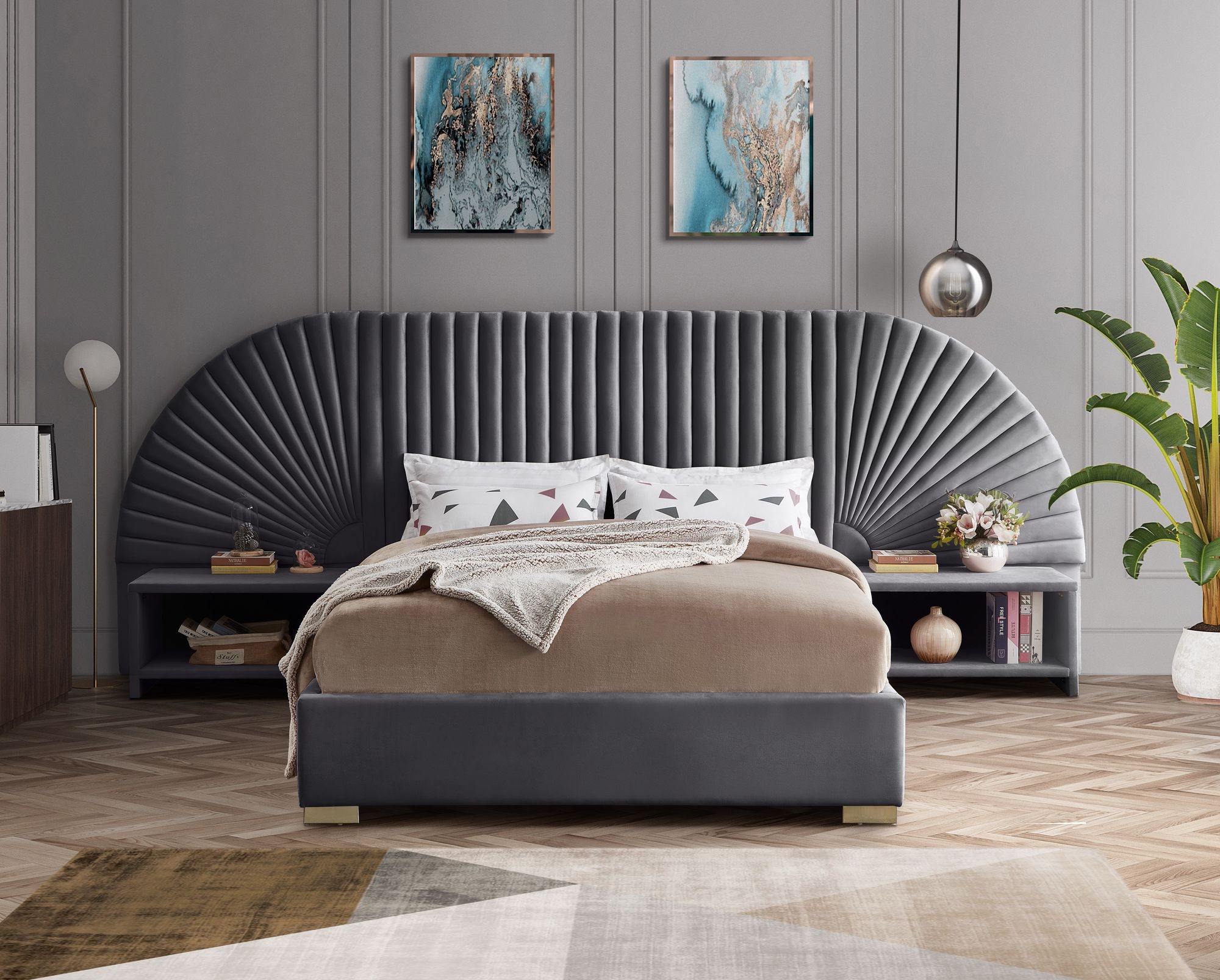 Cleo Velvet Queen Size Bed