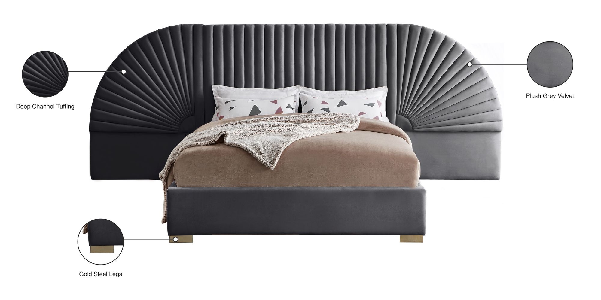 Cleo Velvet Queen Size Bed