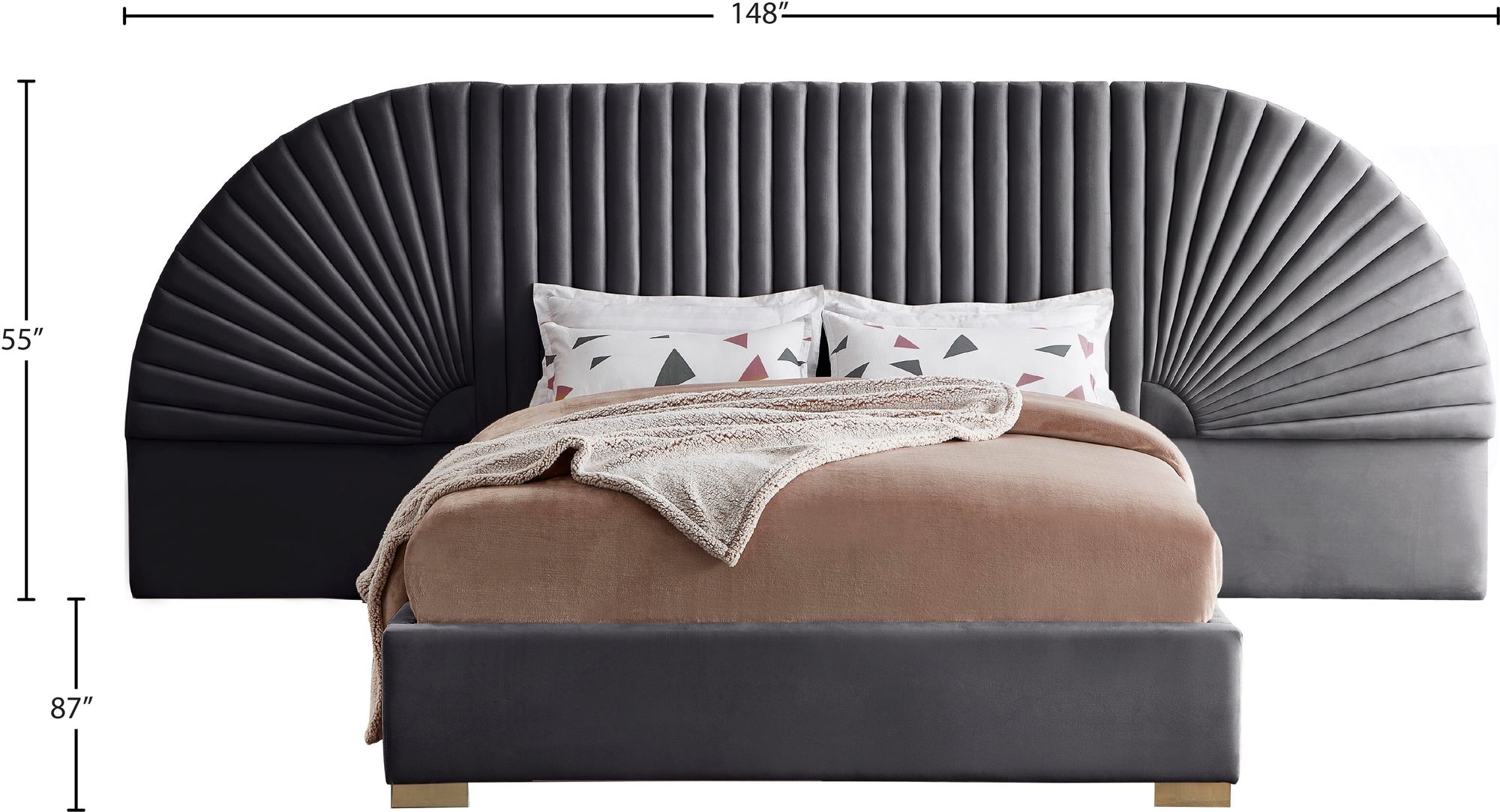 Cleo Velvet Queen Size Bed