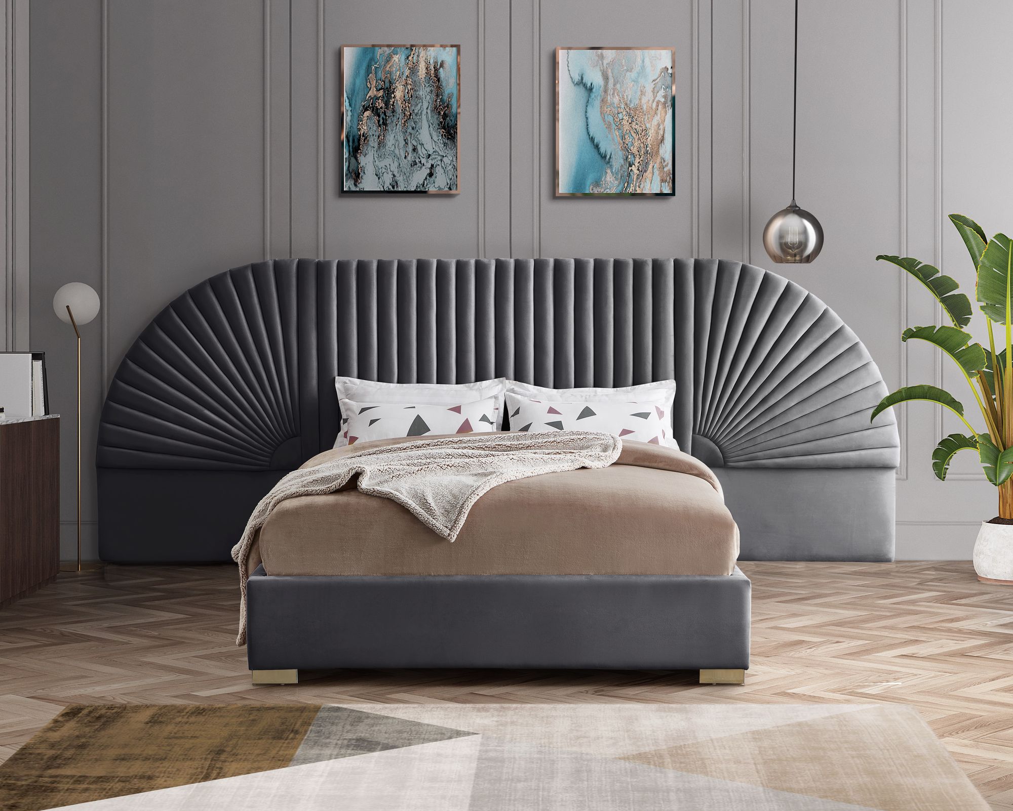 Cleo Velvet King Size Bed