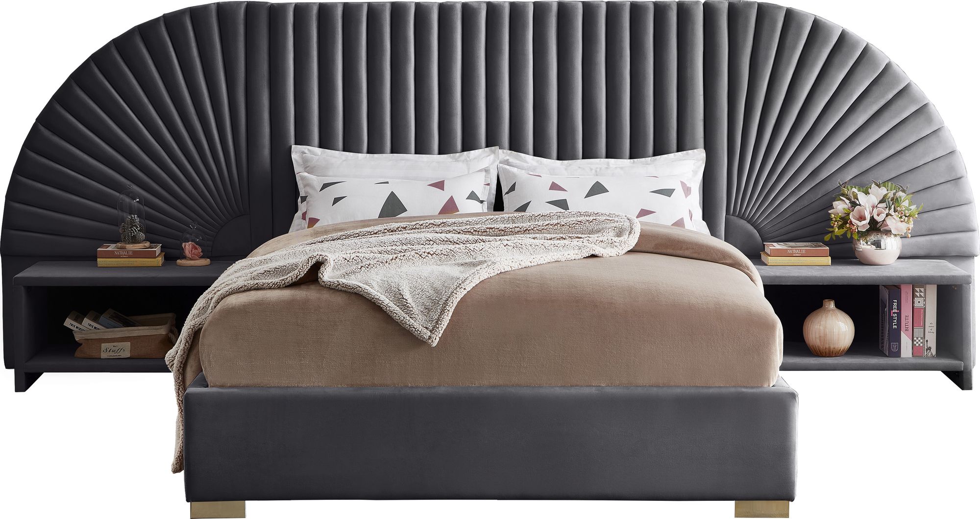 Cleo Velvet King Size Bed
