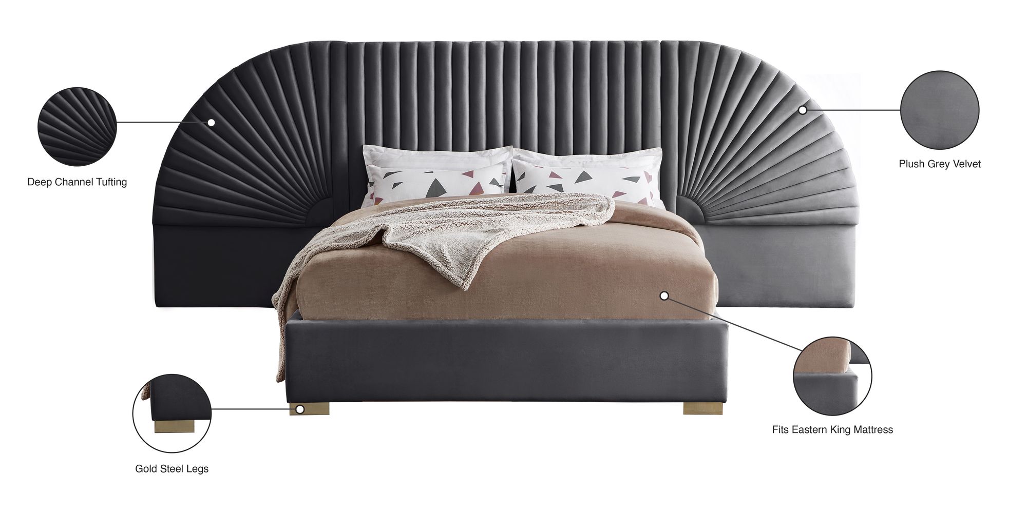 Cleo Velvet King Size Bed