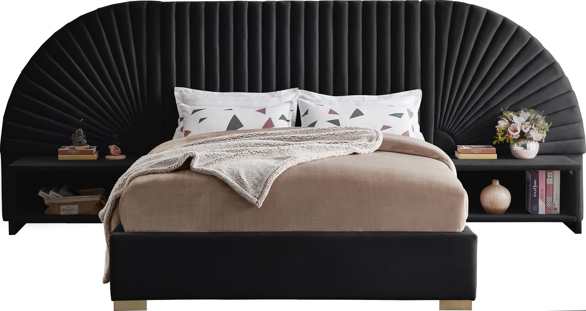 Cleo Velvet Queen Size Bed