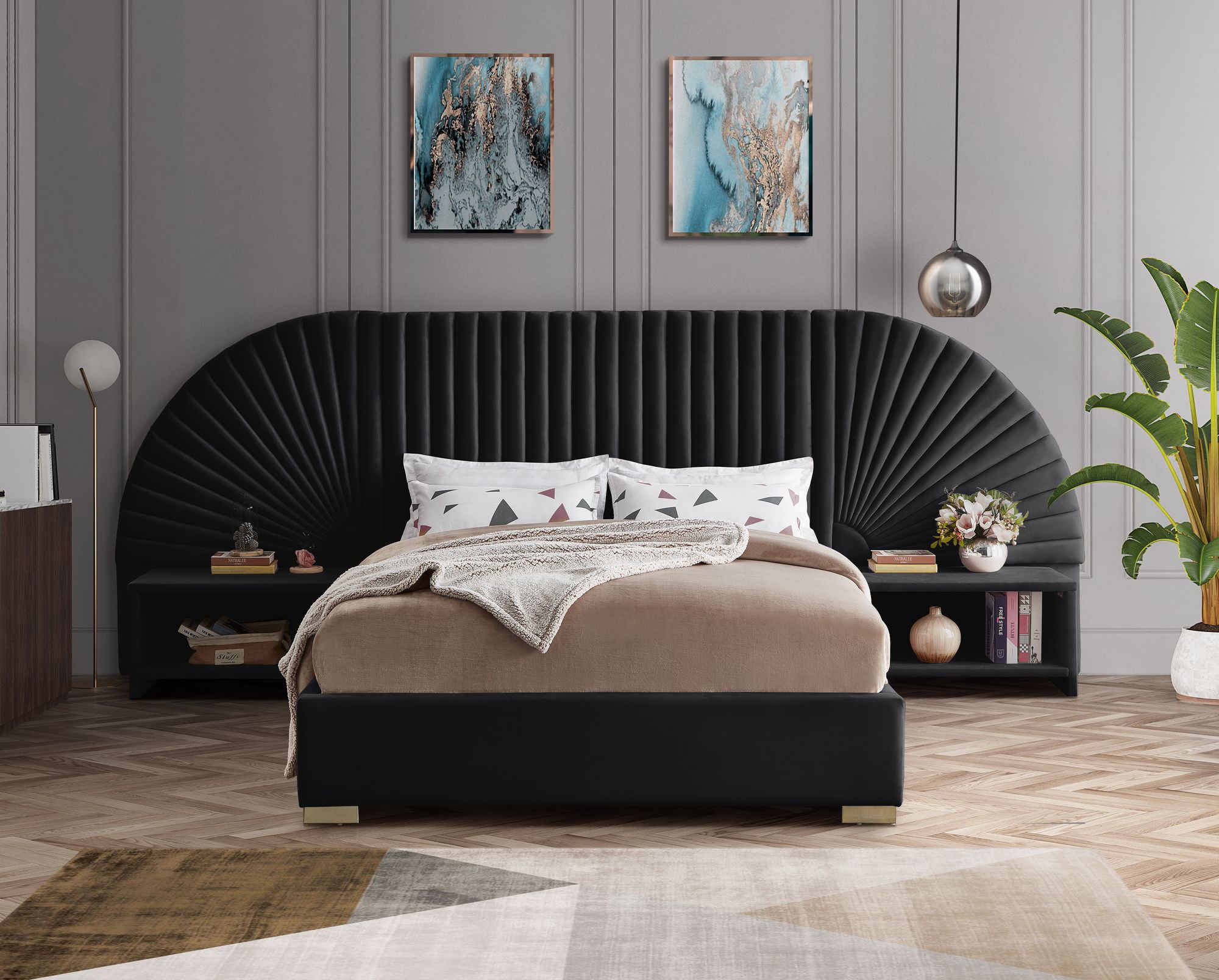 Cleo Velvet Queen Size Bed