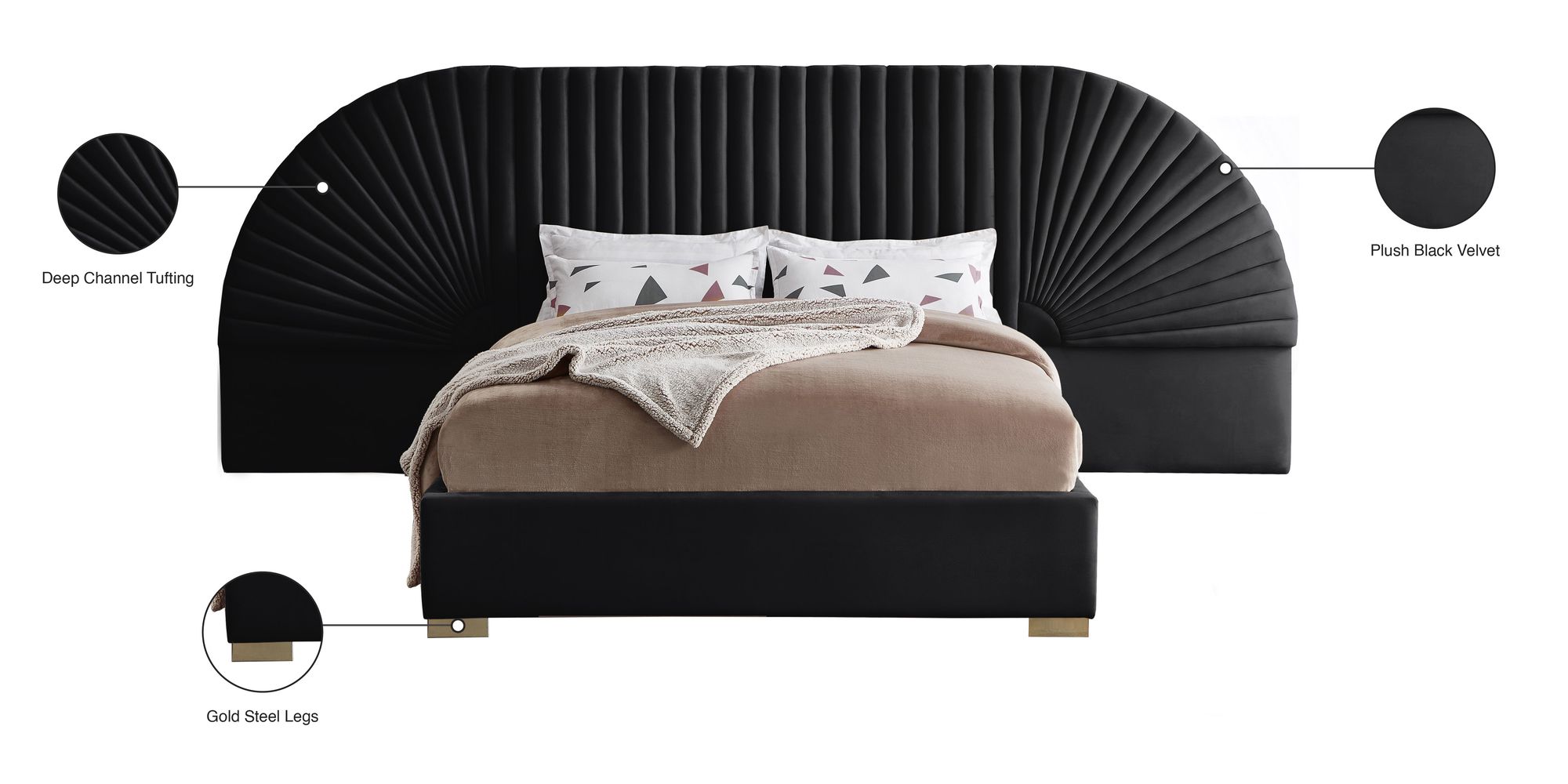 Cleo Velvet Queen Size Bed