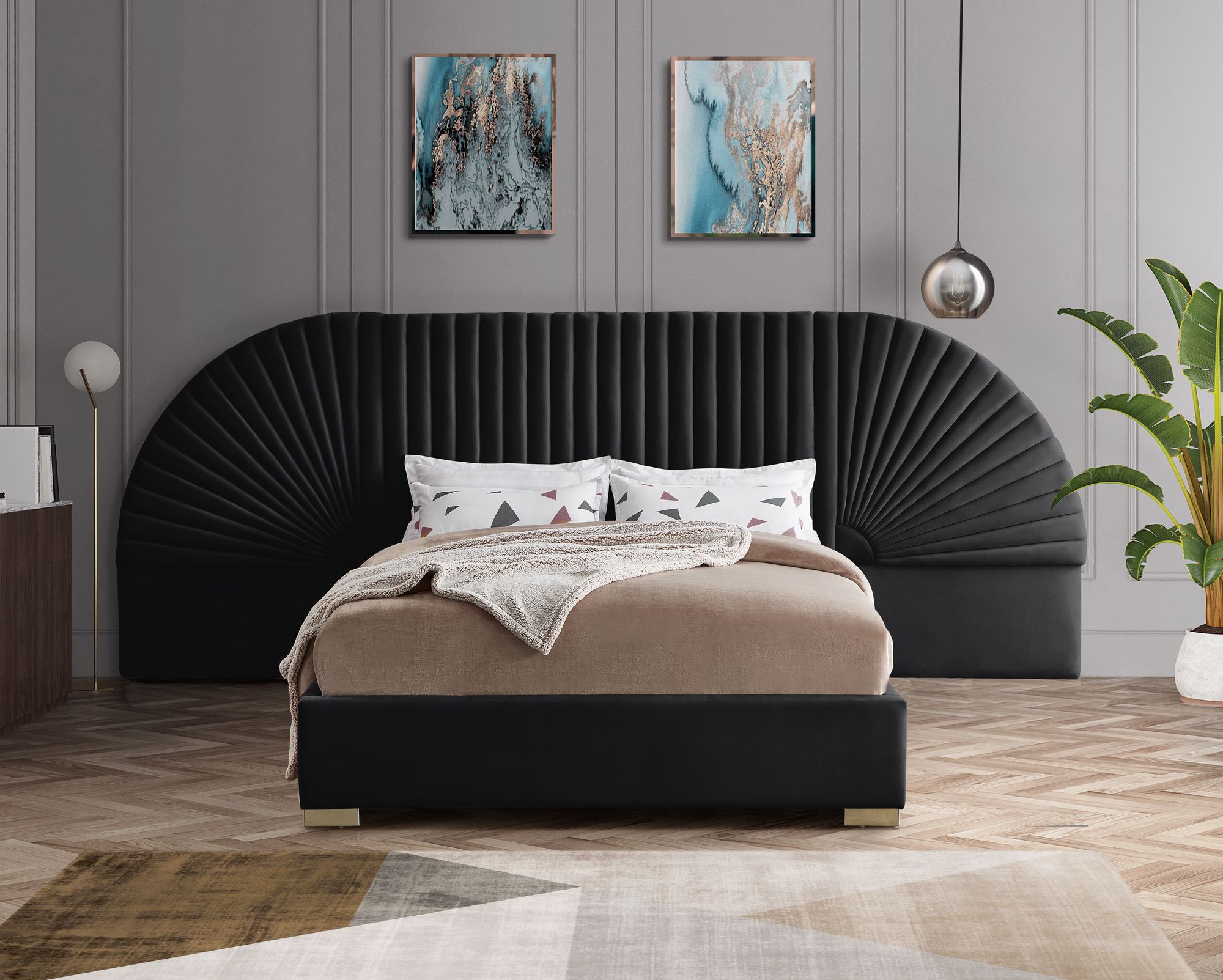 Cleo Velvet King Size Bed