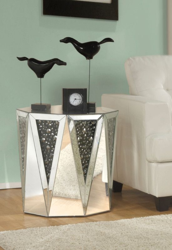 Noor Mirrored/Faux Gemstones End Table