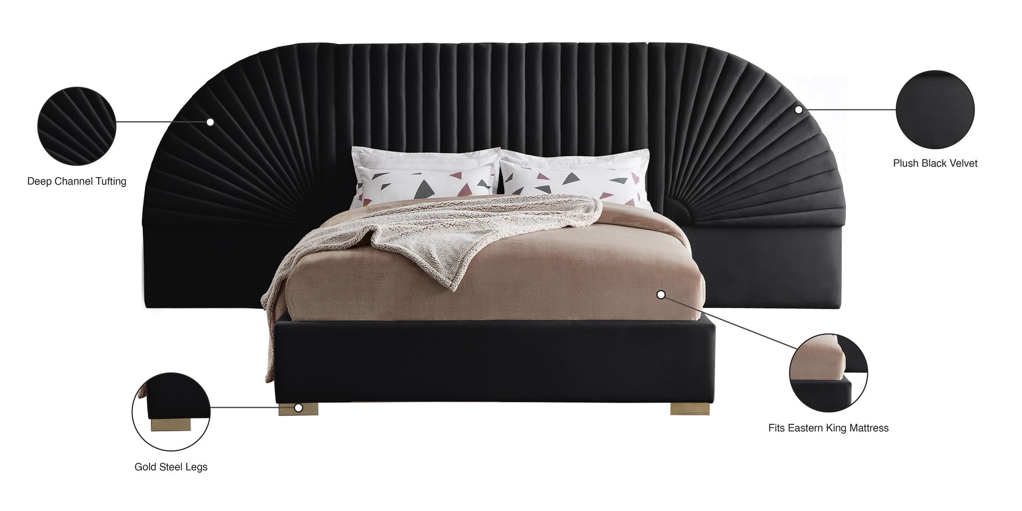 Cleo Velvet King Size Bed