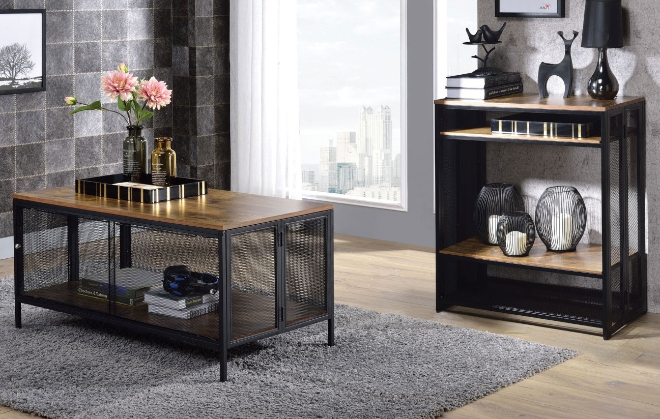 Winam Wood/Metal Rectangular Coffee Table