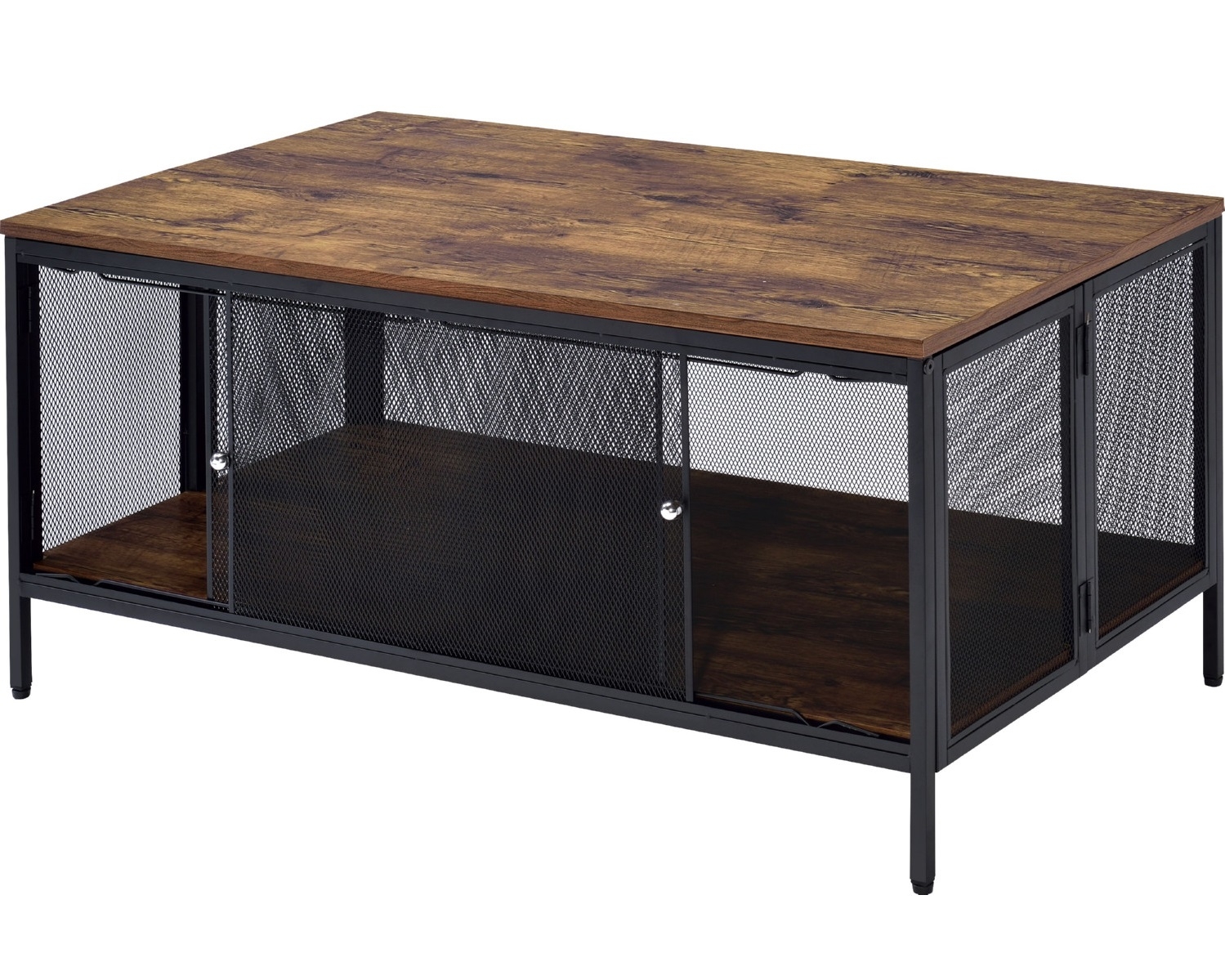 Winam Wood/Metal Rectangular Coffee Table Set