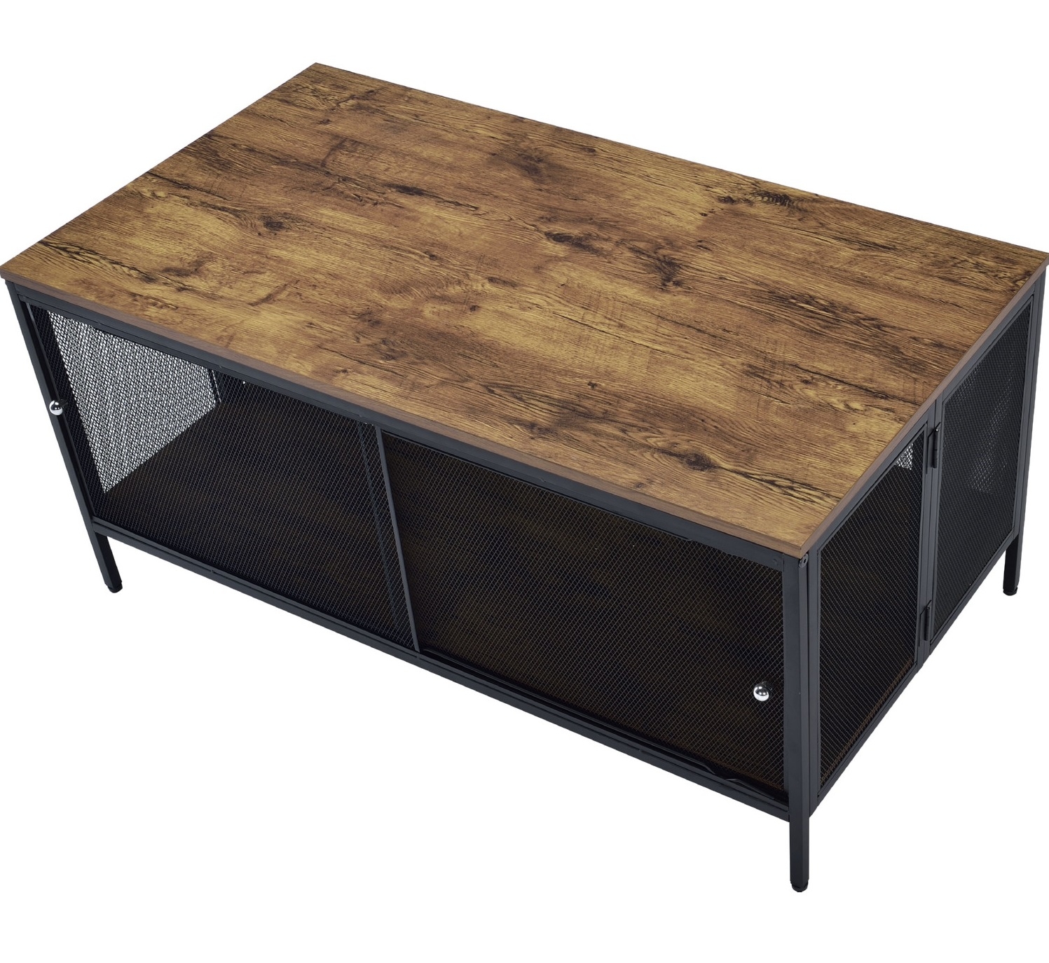 Winam Wood/Metal Rectangular Coffee Table Set