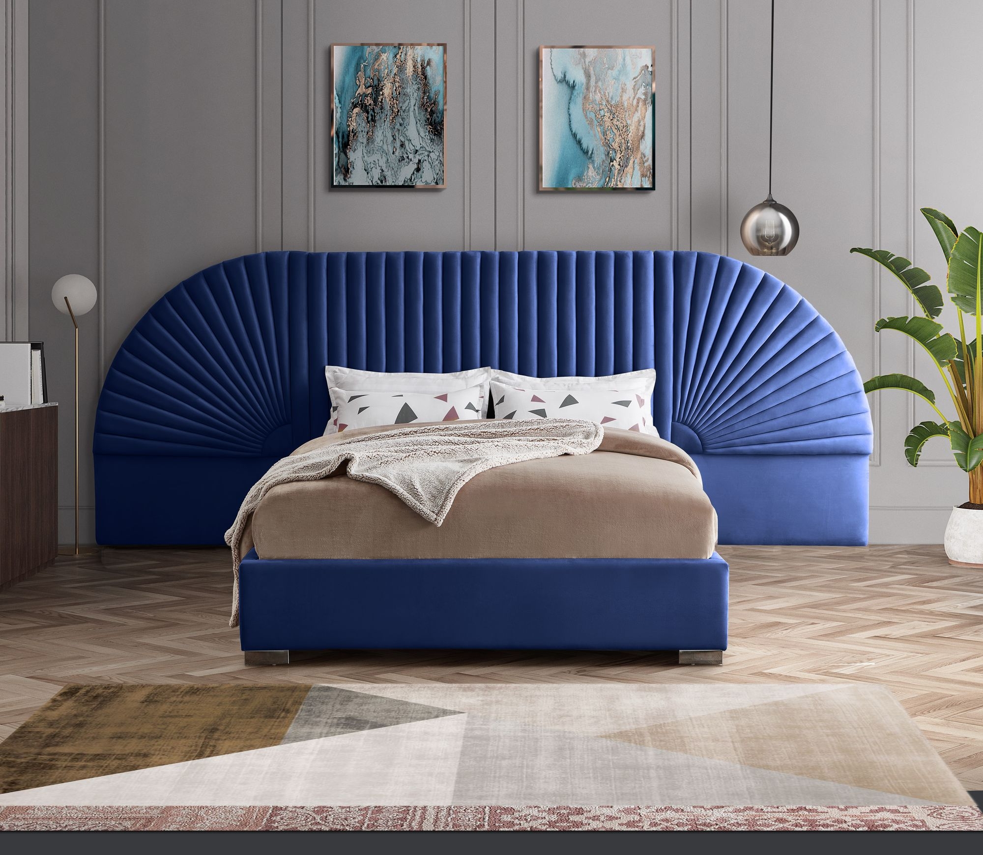 Cleo Velvet Queen Size Bed