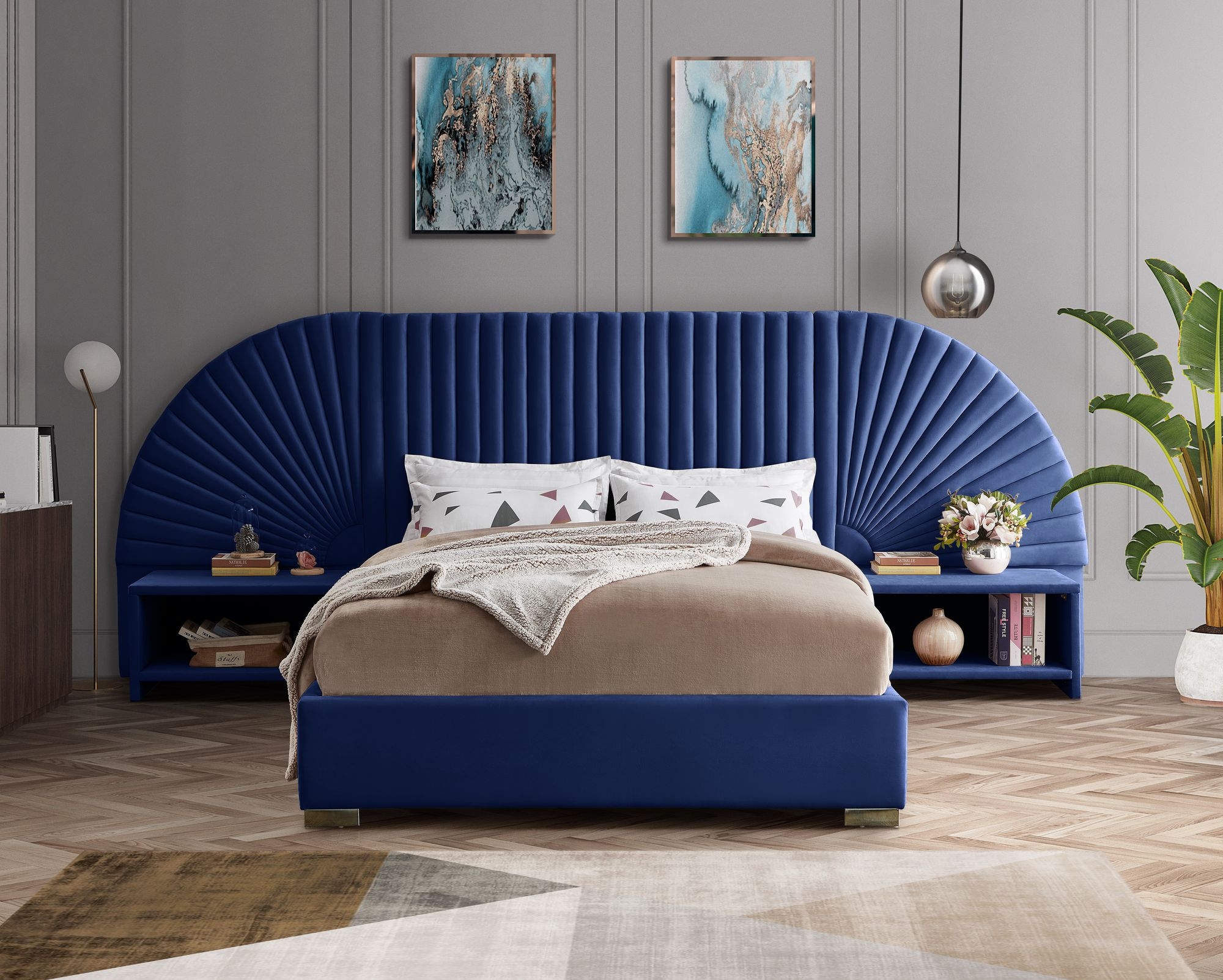 Cleo Velvet Queen Size Bed