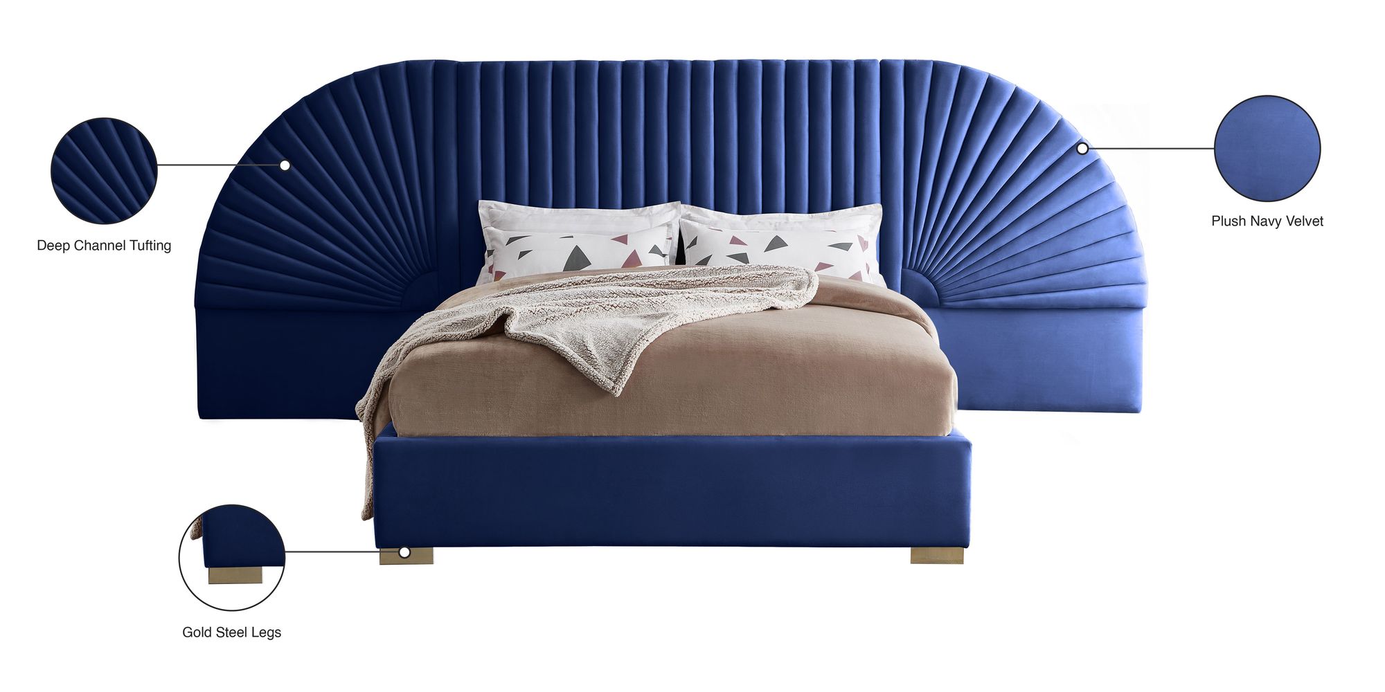 Cleo Velvet Queen Size Bed