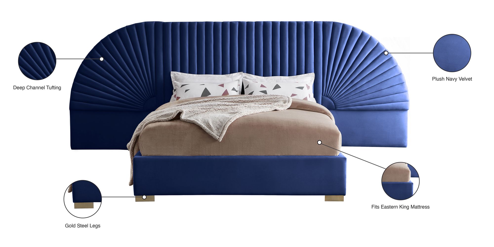 Cleo Velvet King Size Bed