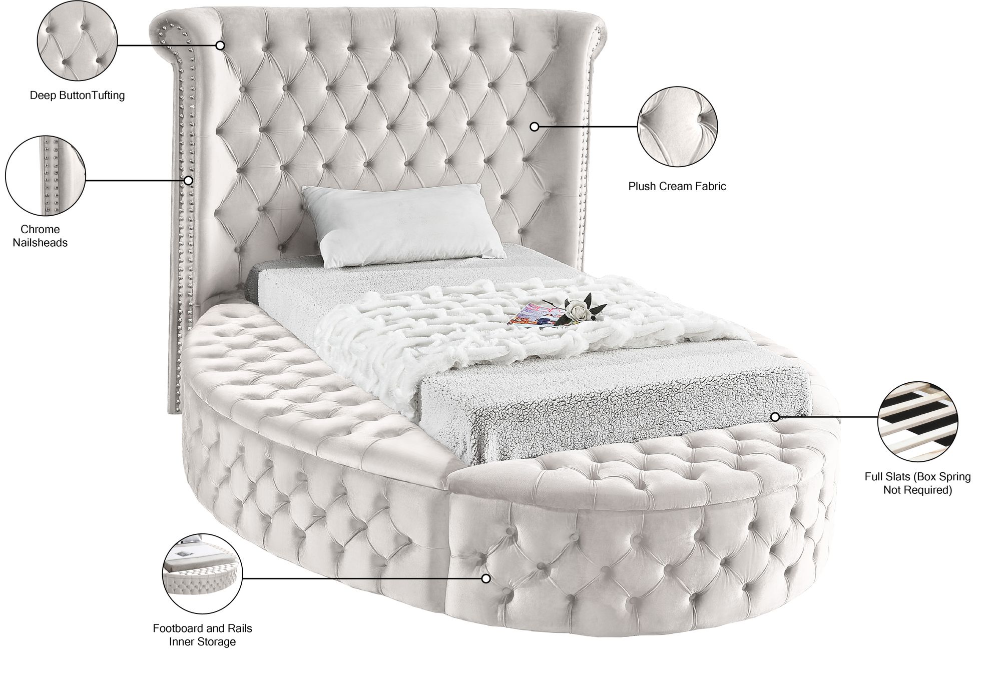 Luxus Velvet Twin Size Bed