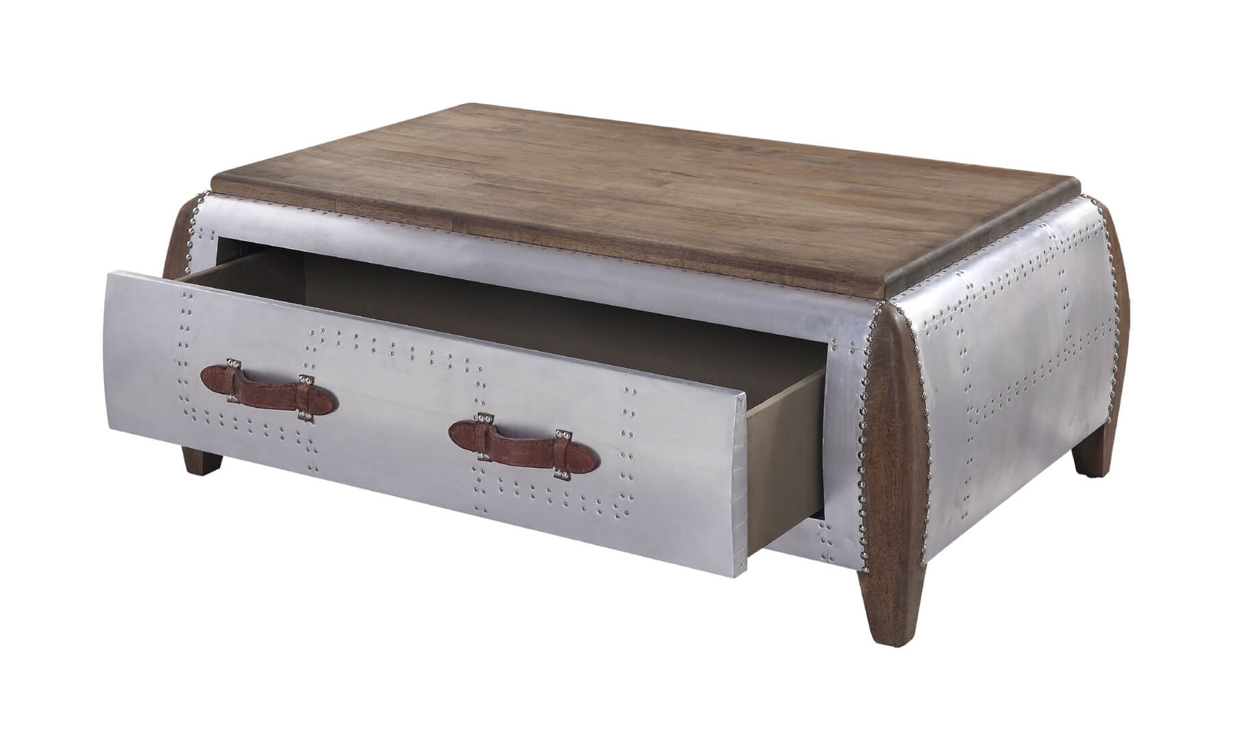 Brancaster 82855 Wood/Aluminum Storage Coffee Table