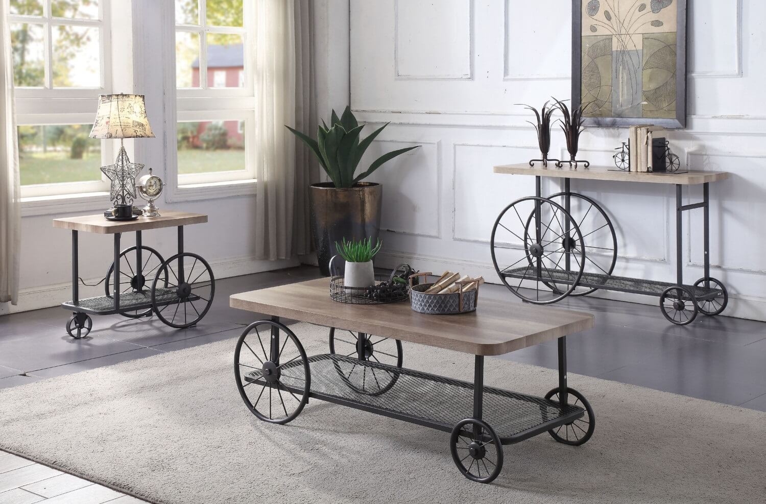 Francie Wood/Metal Rectangular Coffee Table