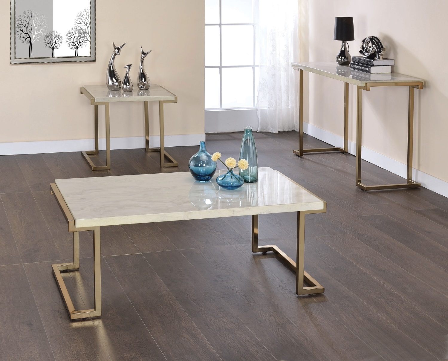 Boice II Faux Marble Rectangular End Table