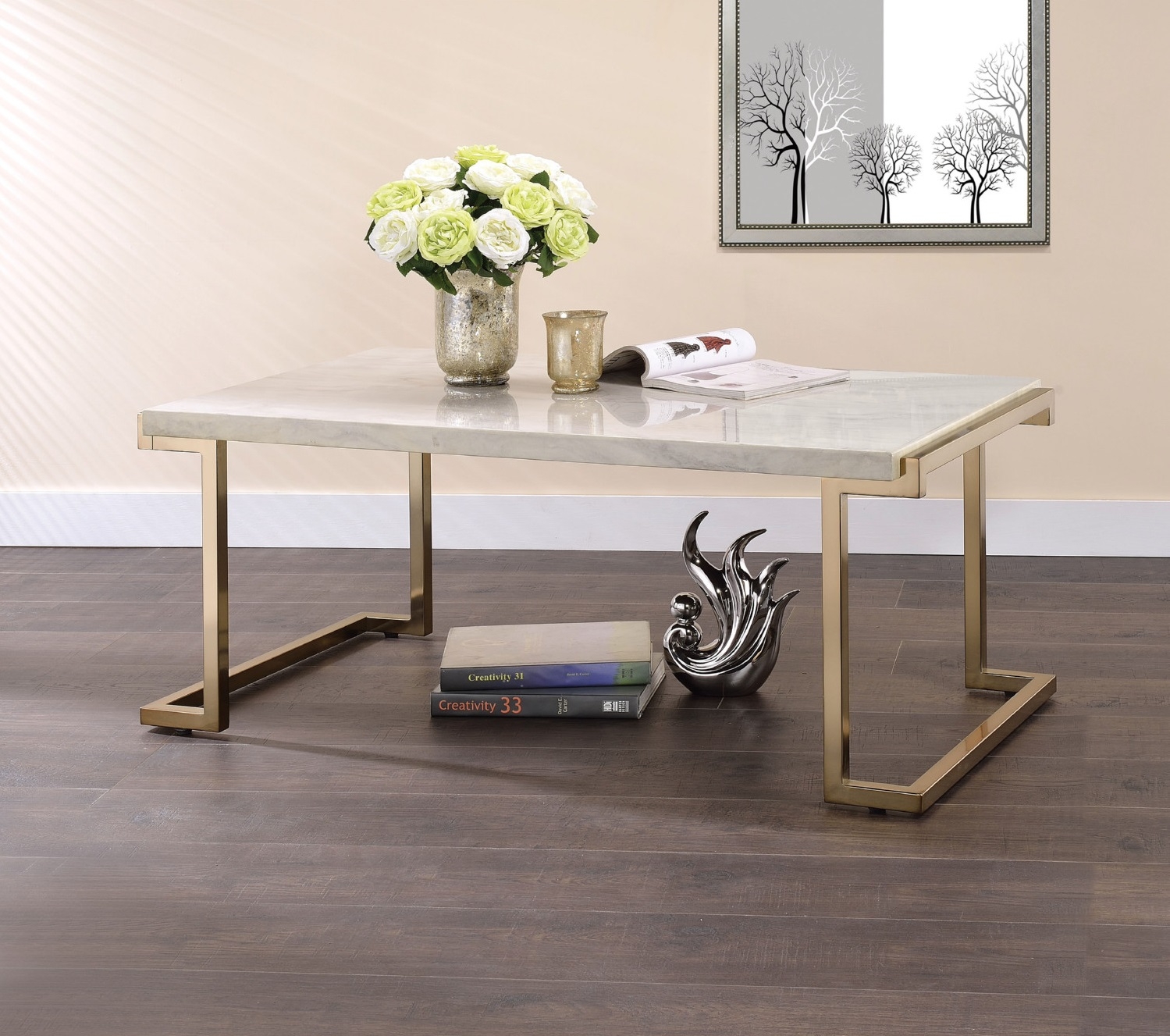 Boice II Faux Marble Rectangular Coffee Table Set