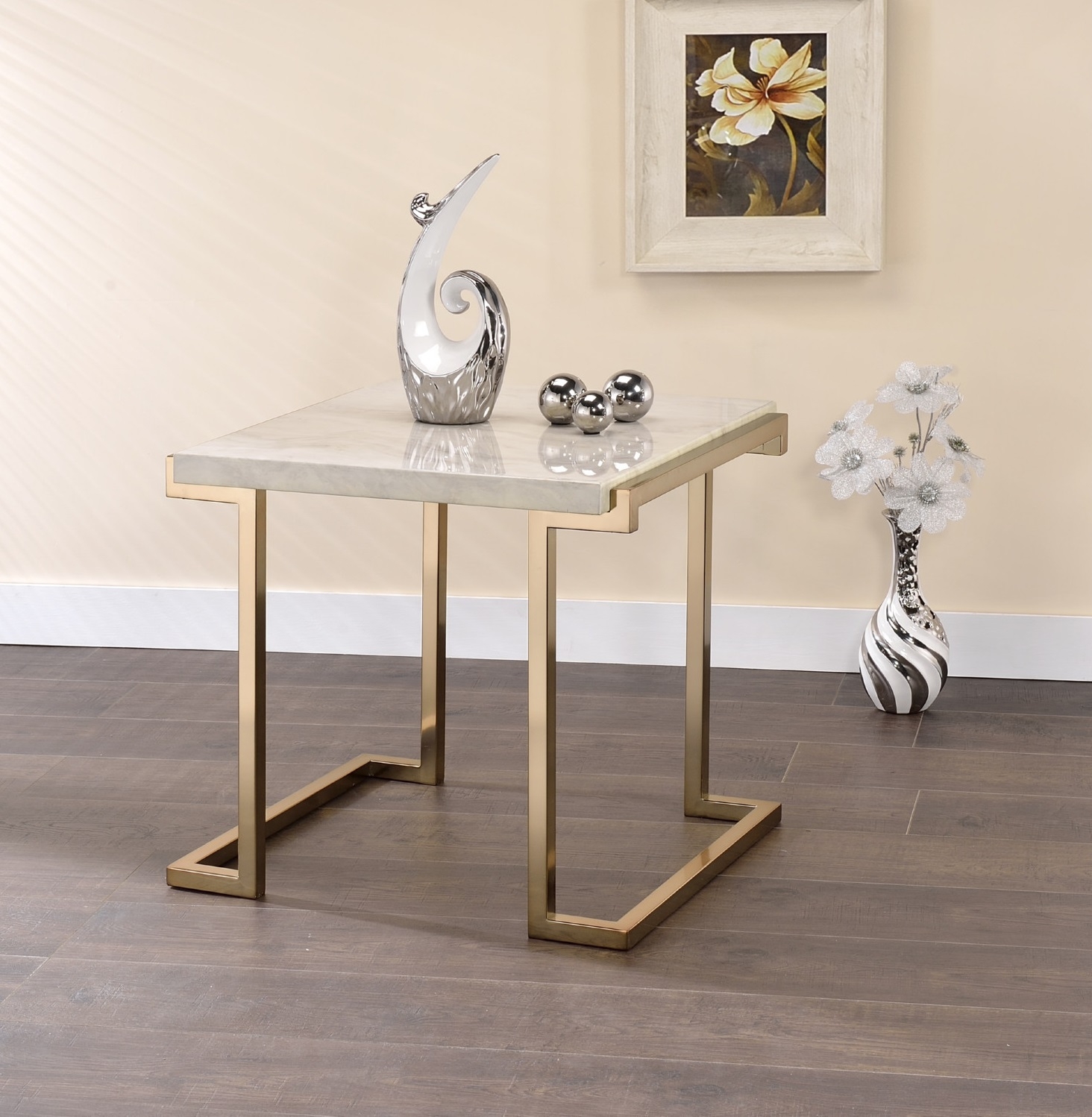 Boice II Faux Marble Rectangular Coffee Table Set