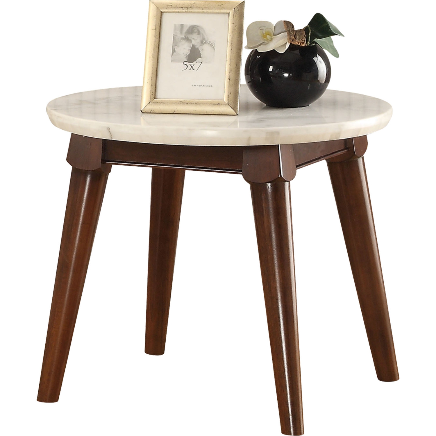 Gasha Marble/Wood Round Coffee Table Set