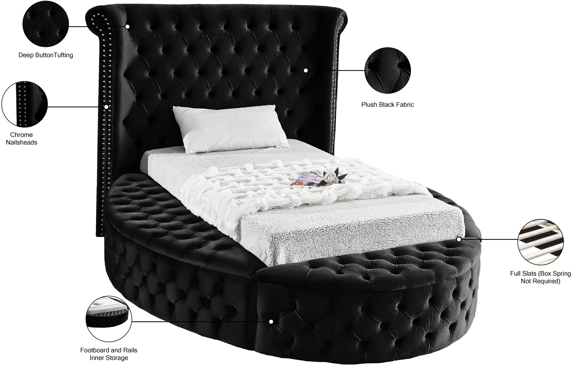 Luxus Velvet Twin Size Bed