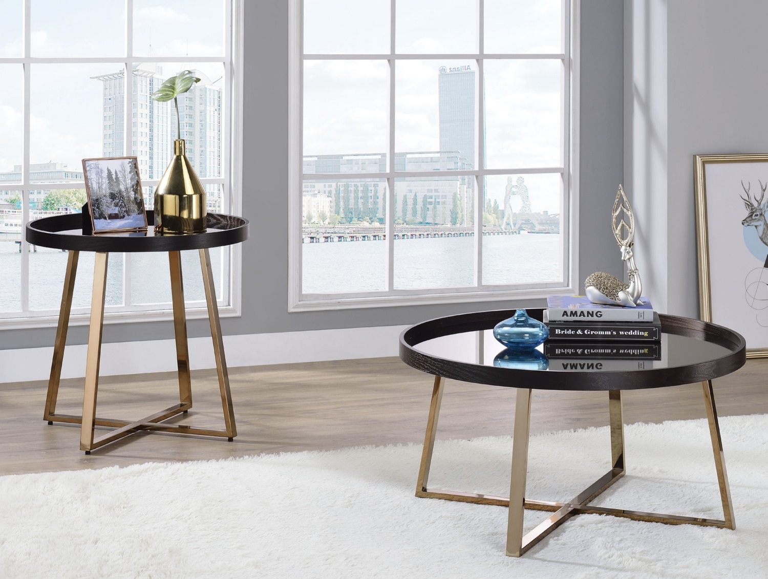 Hepton Wood/Metal Round End Table