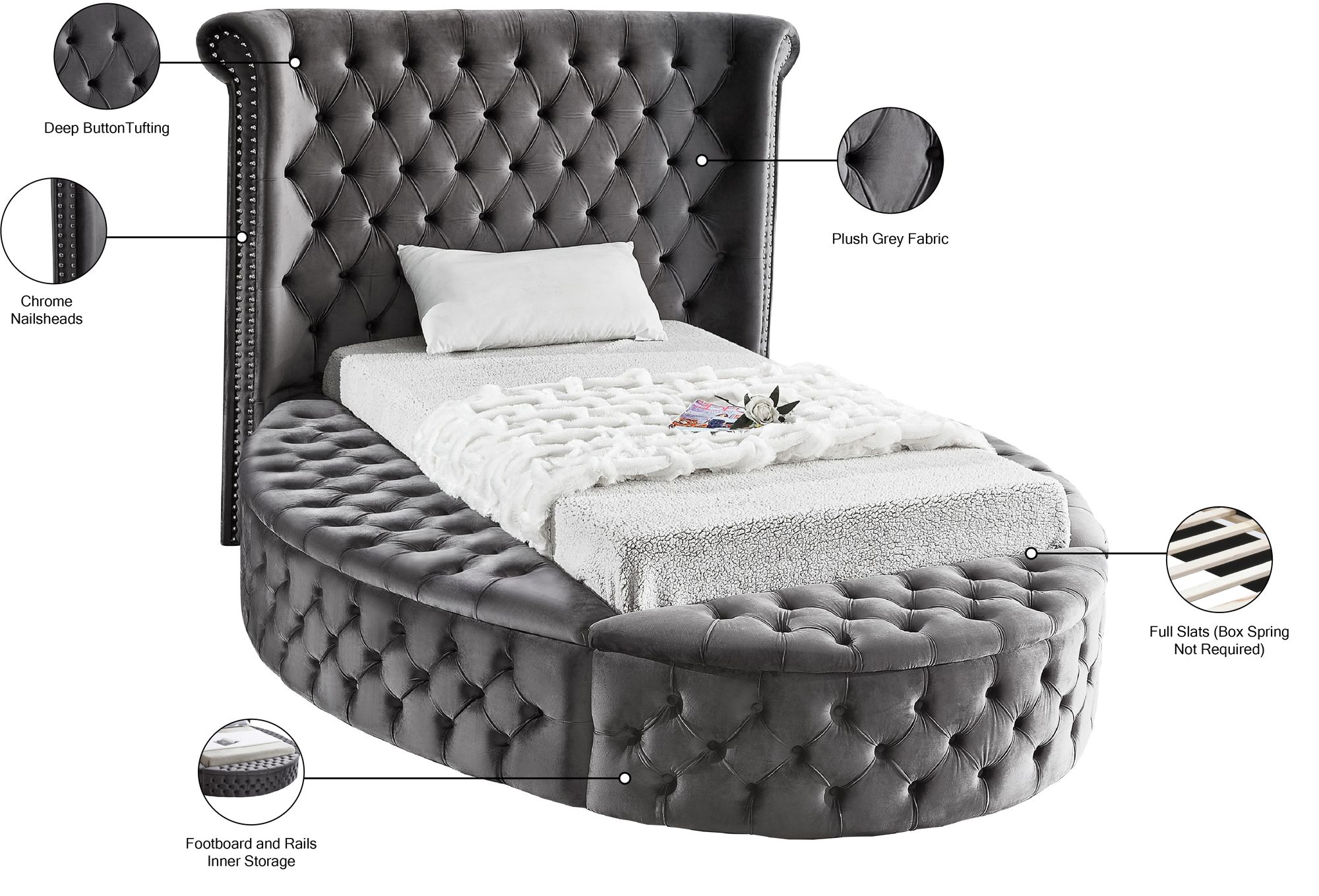 Luxus Velvet Twin Size Bed