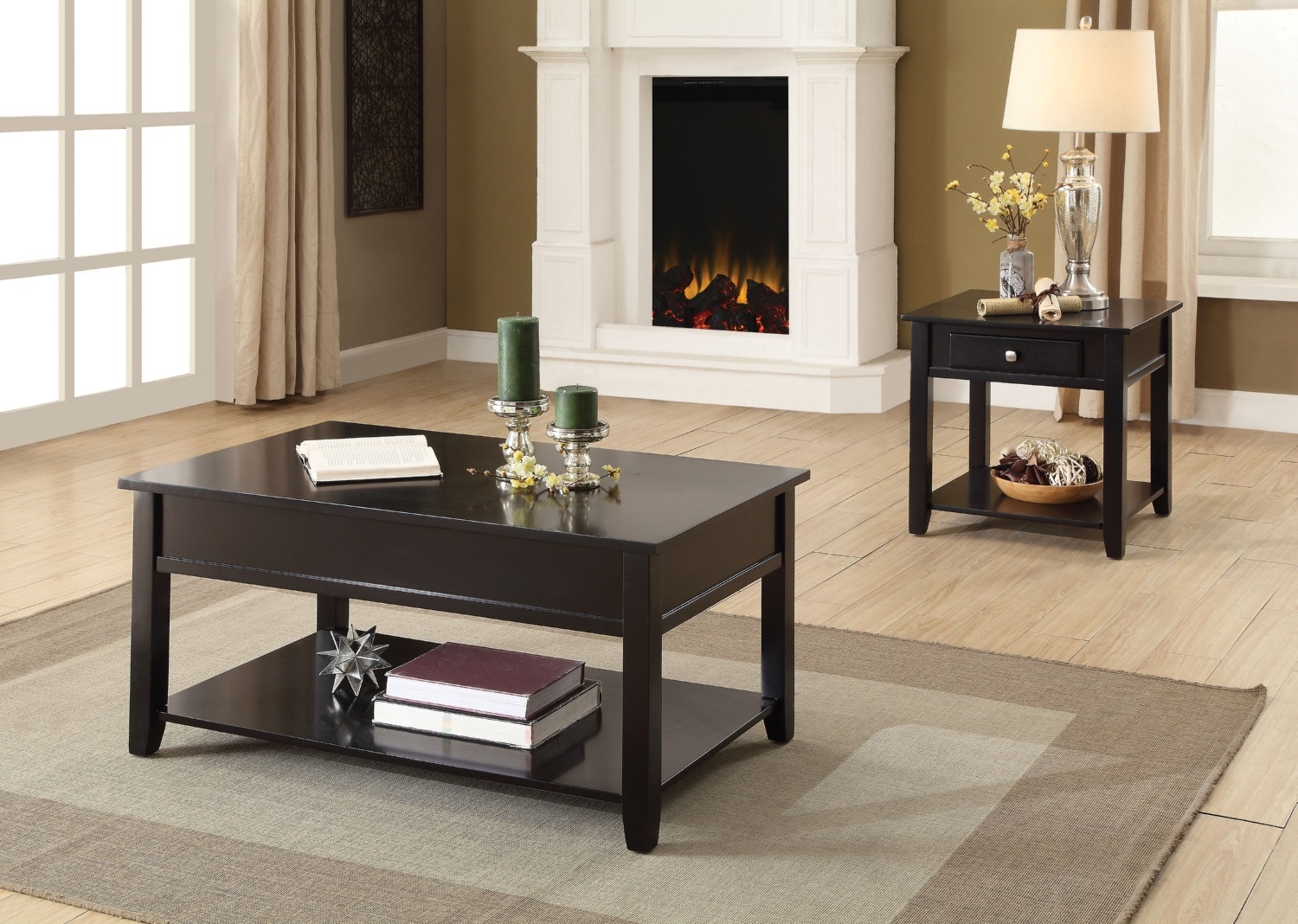 Malachi Wood Square End Table w/Drawer