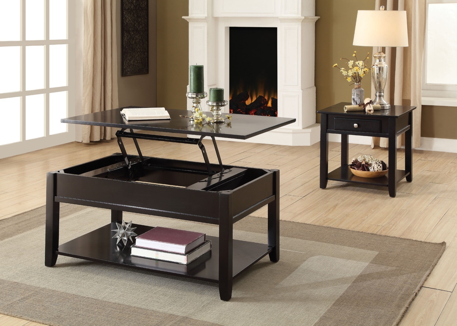 Malachi Wood Rectangular Coffee Table w/Lift Top