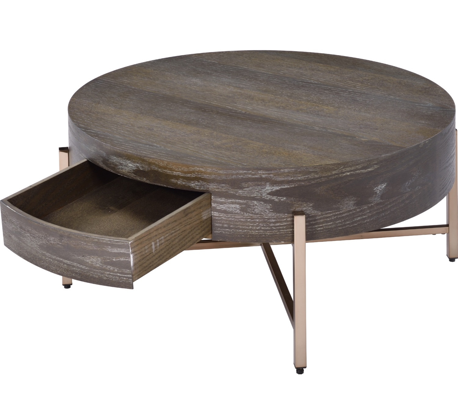 Weyton Wood/Metal Round Storage Coffee Table Set