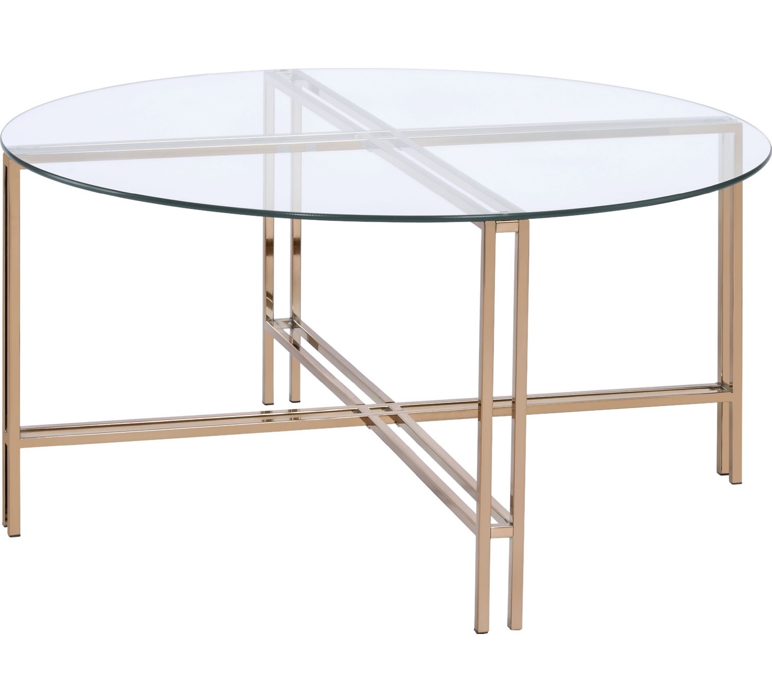Veises Glass/Metal Round Coffee Table Set