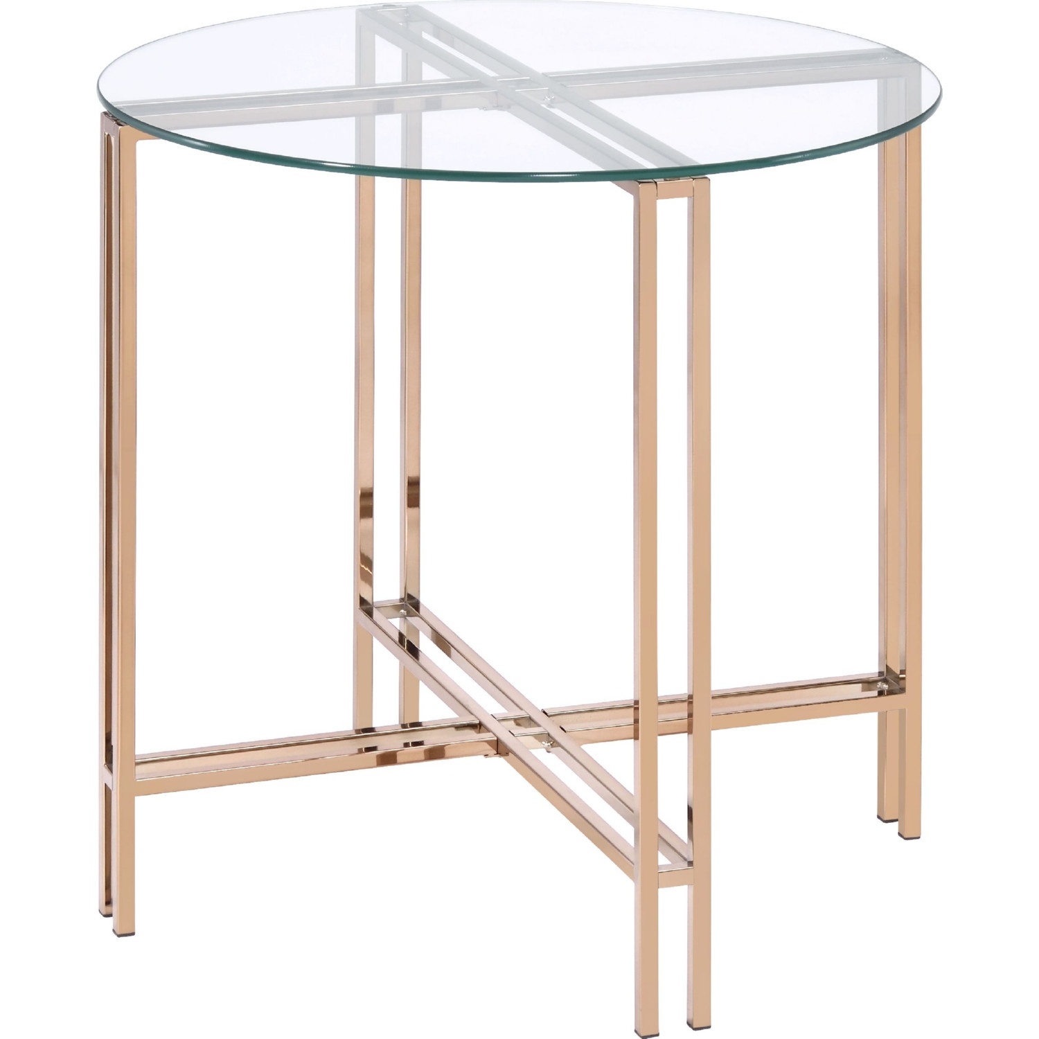Veises Glass/Metal Round Coffee Table Set