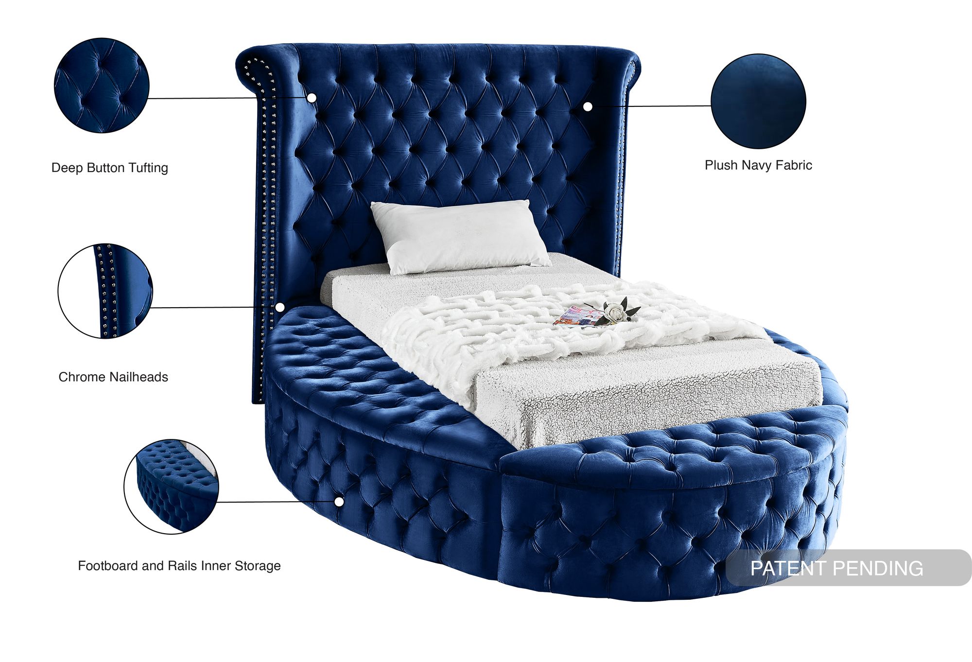 Luxus Velvet Twin Size Bed